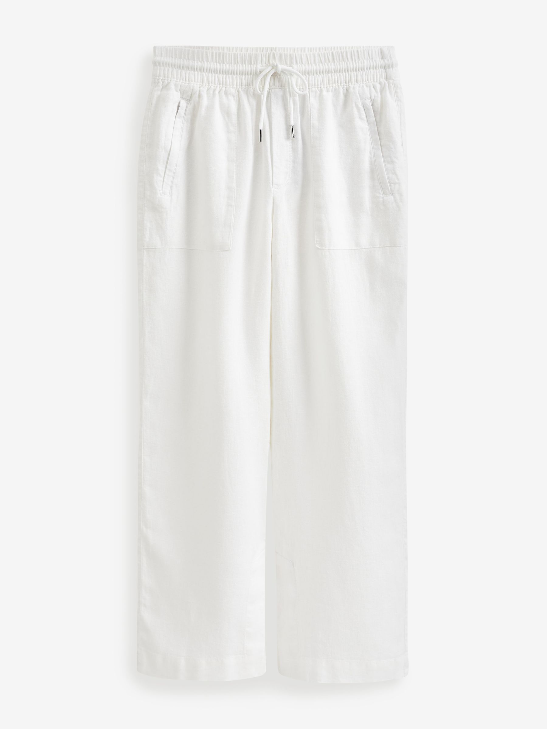 Athleta White Mid Rise Wide Leg Linen Trousers - Image 3 of 3