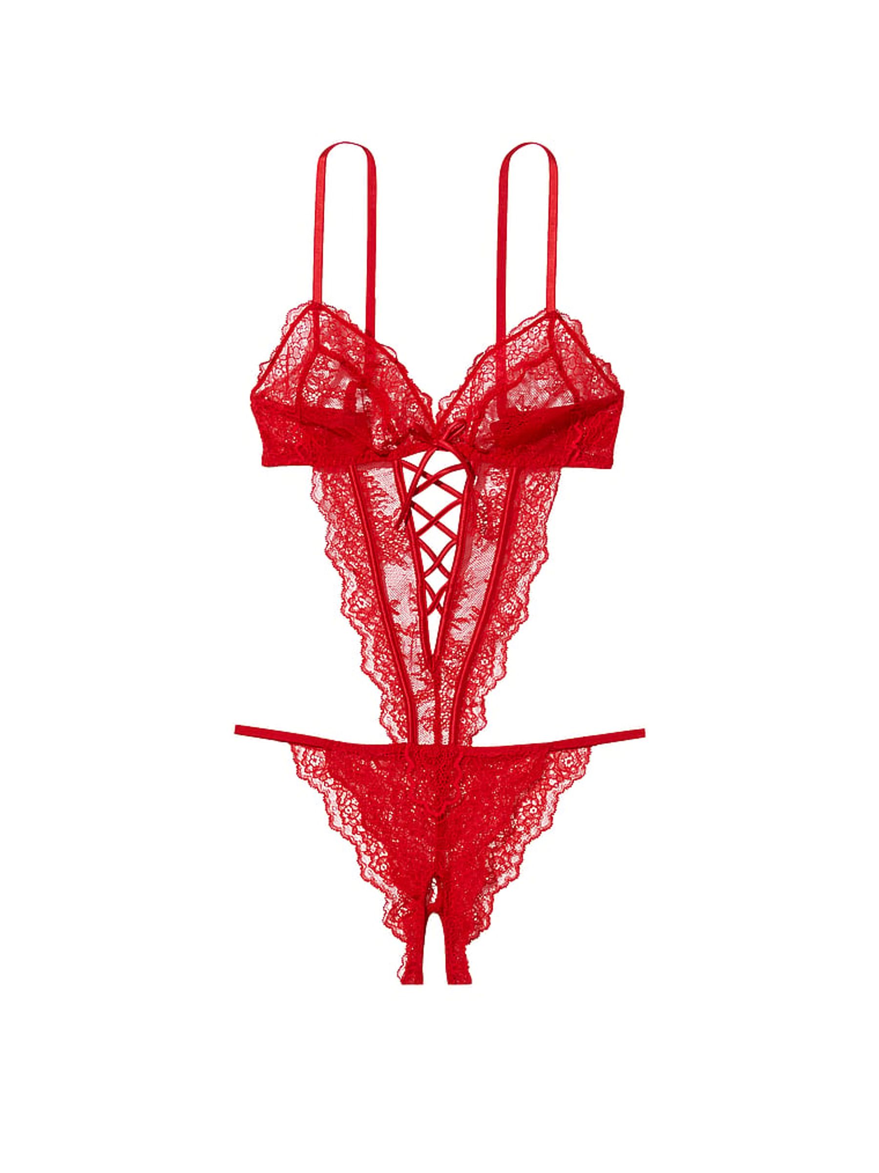 Lipstick Red Soft Cup Crotchless Bodysuit - Image 3 of 3