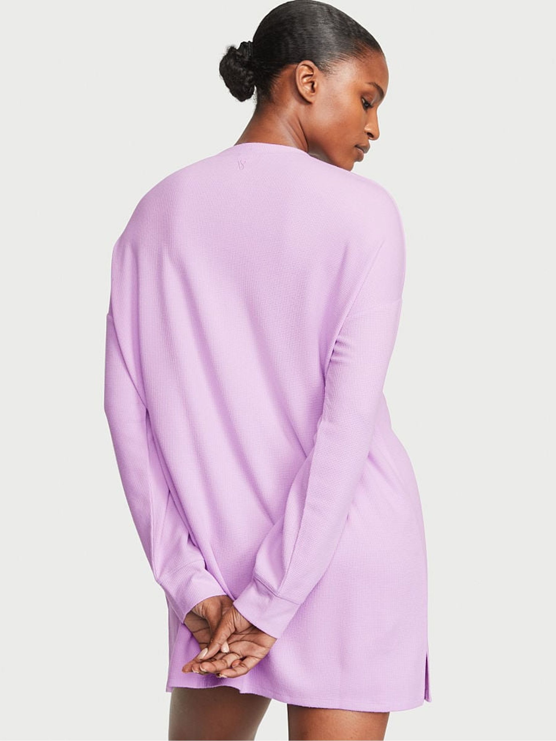 Silky Lilac Purple Waffle Nightie - Image 2 of 3