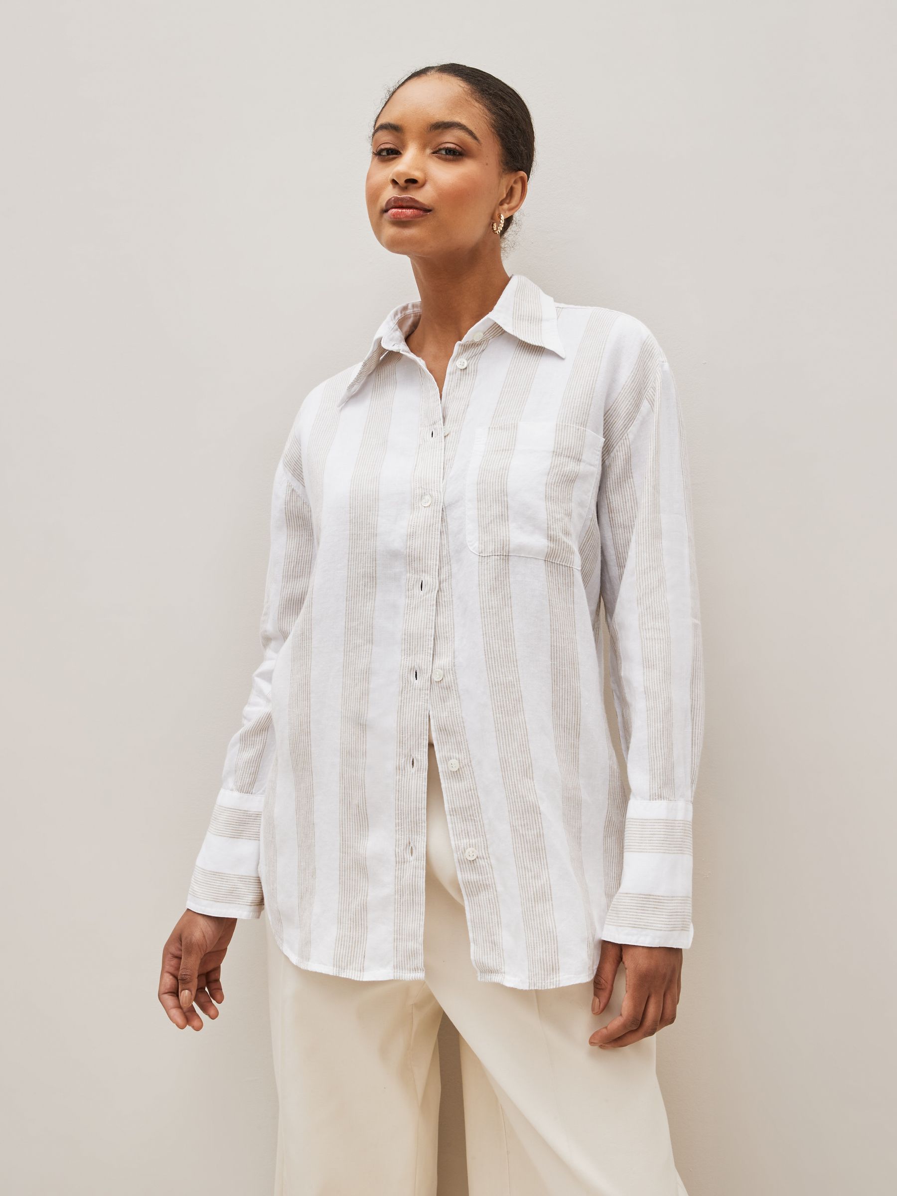 Banana Republic Cream The Oversized Linen Shirt - Image 2 of 4