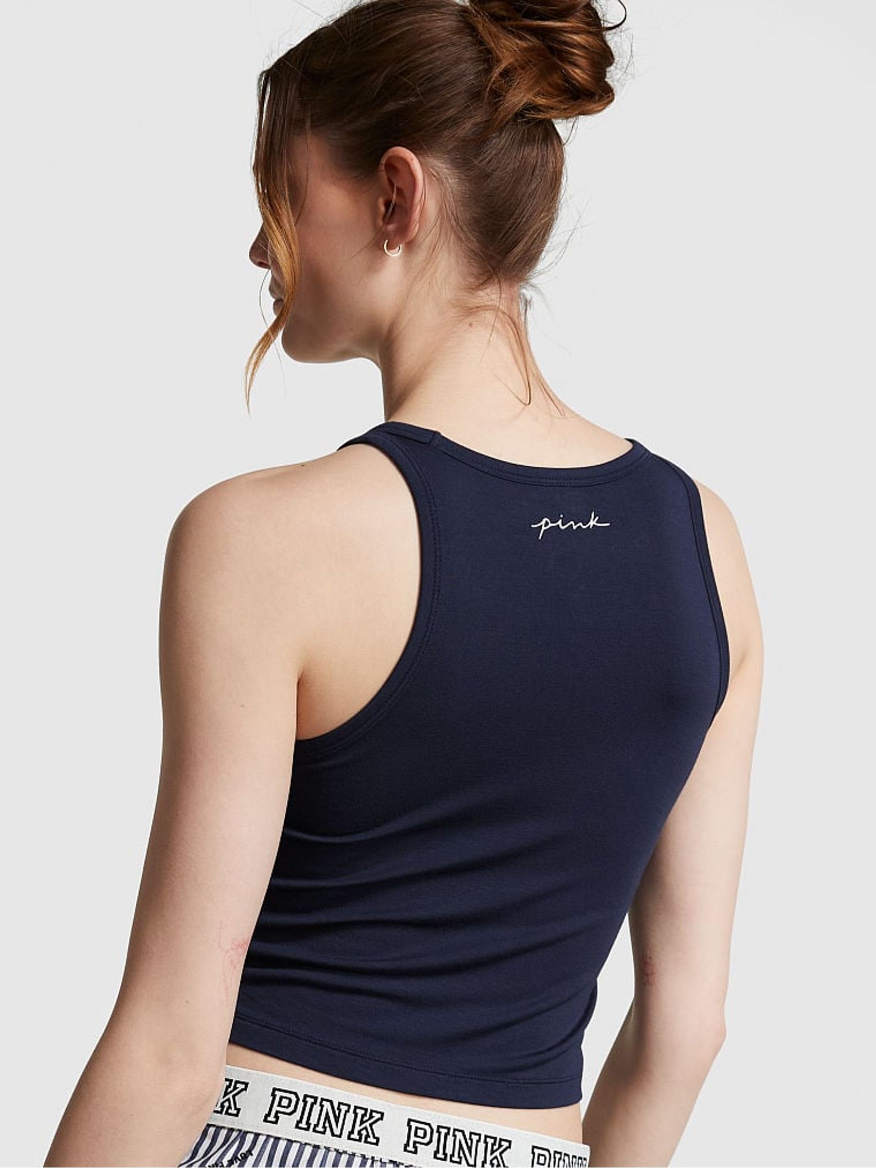 Midnight Navy Blue Modal Cropped Sleep Cami - Image 2 of 4
