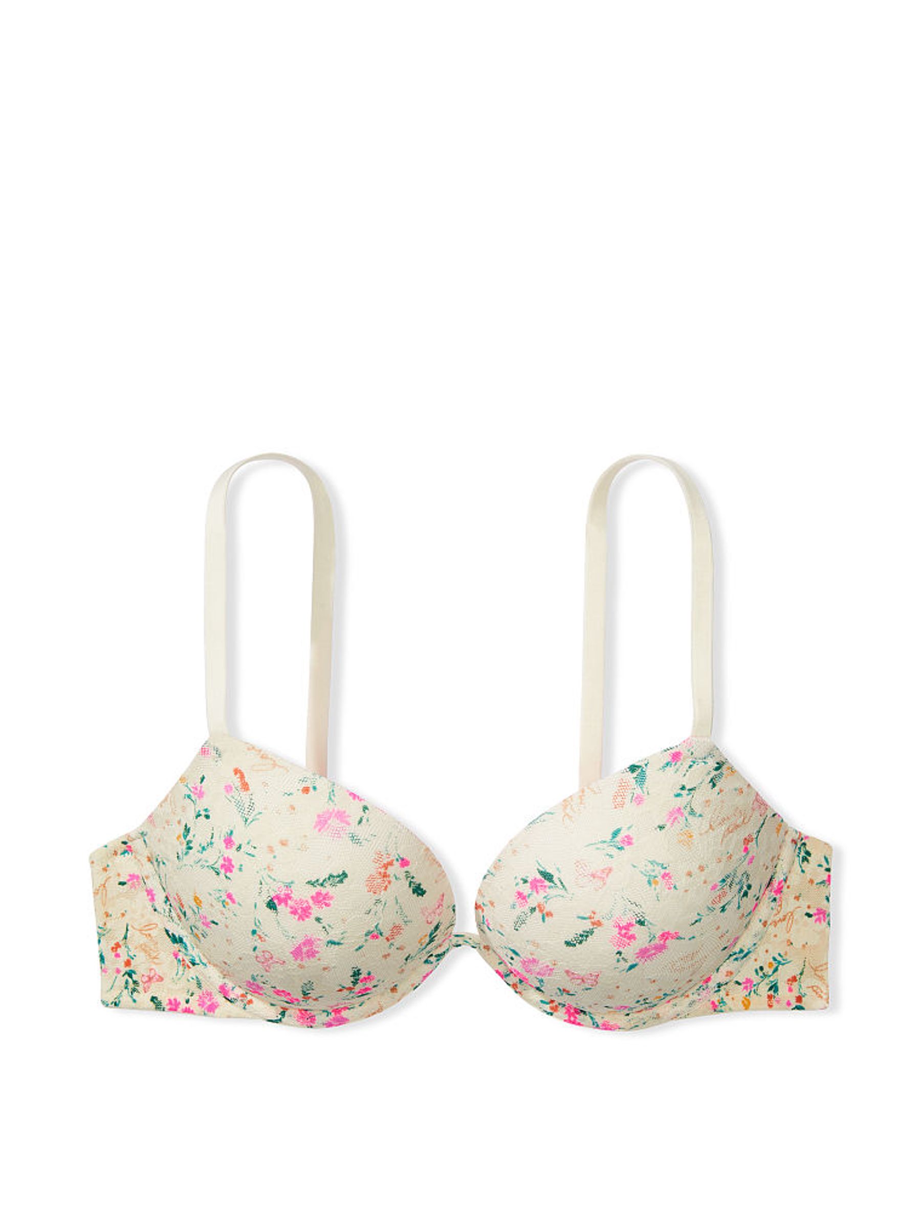 Cream Floral Super Push Up Bra - Image 3 of 3