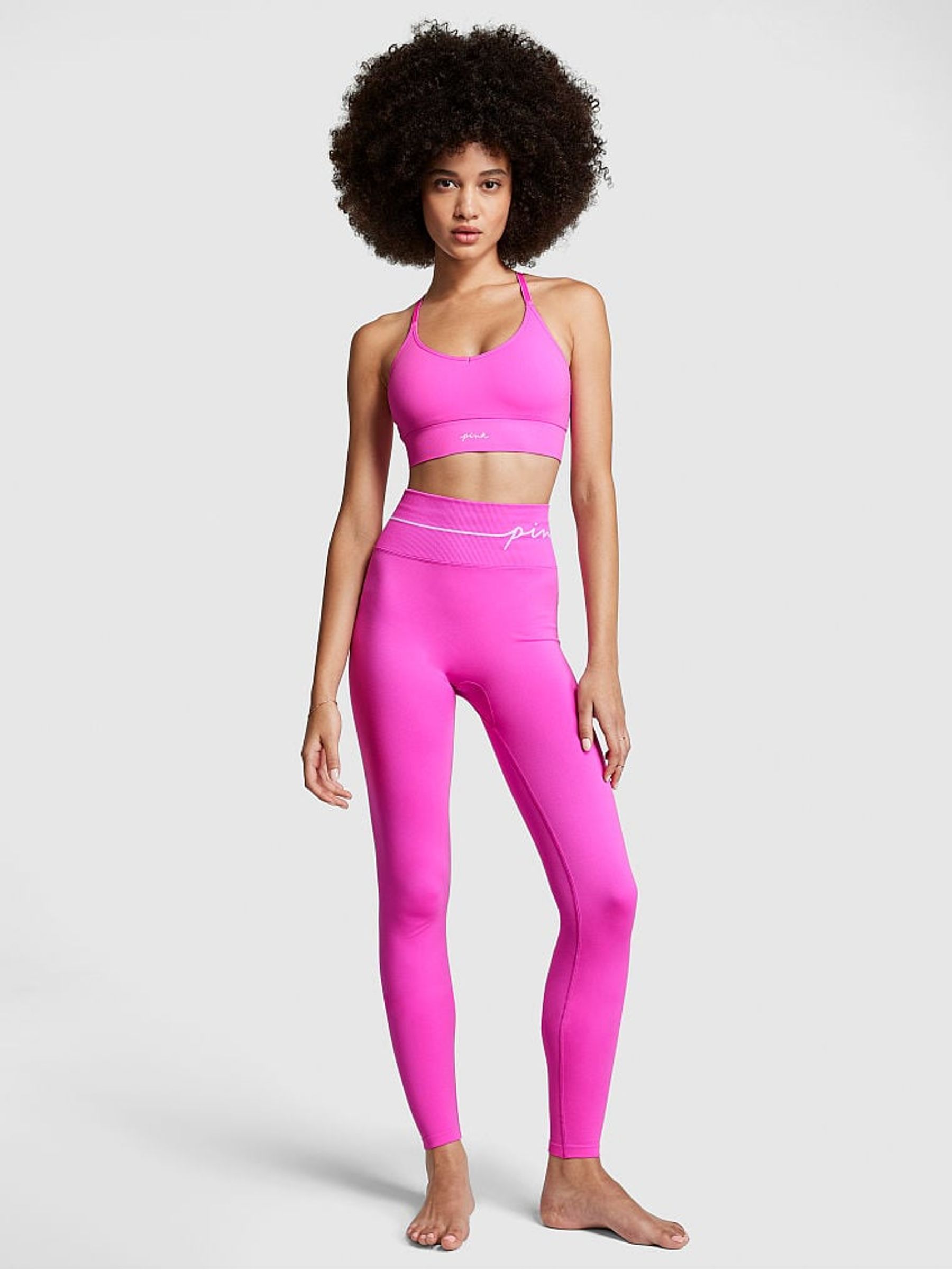 Pink Berry Non Wired Lightly Lined Seamless Sports Bra - Image 3 of 4