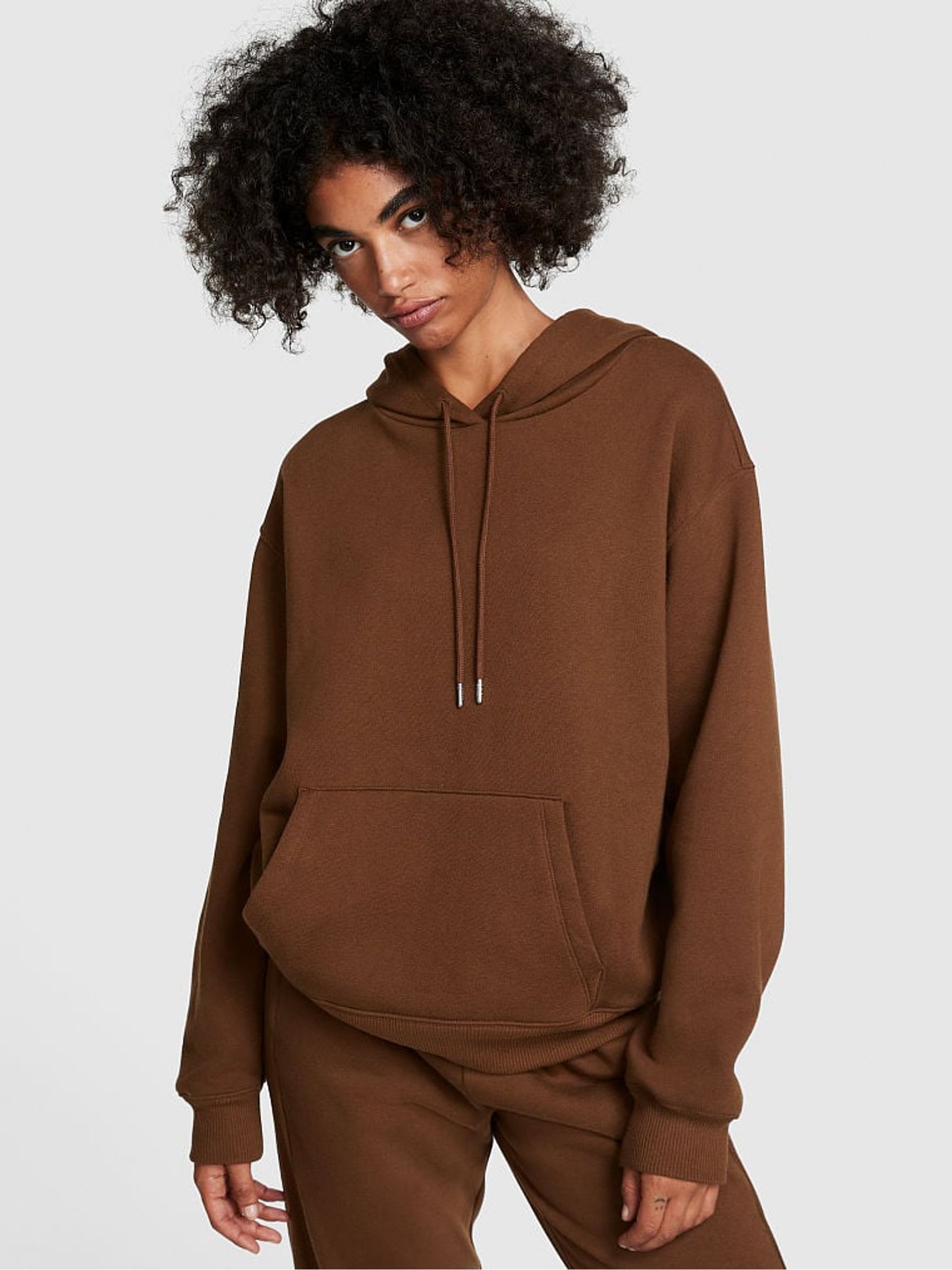 Chocolate Kiss Brown Candy Cane Oversized Premium Fleece Oversized Hoodie - Image 2 of 3