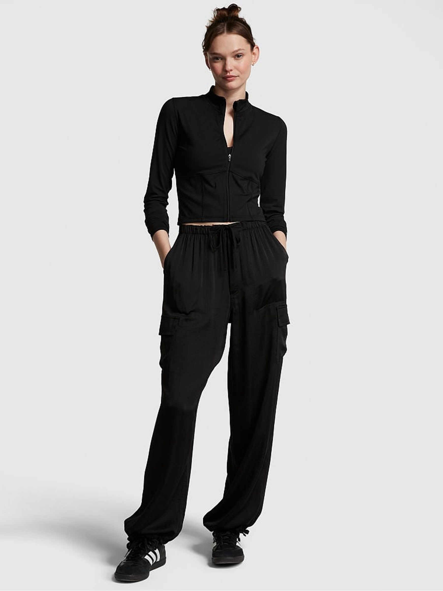 Pure Black Satin Parachute Trousers - Image 3 of 4
