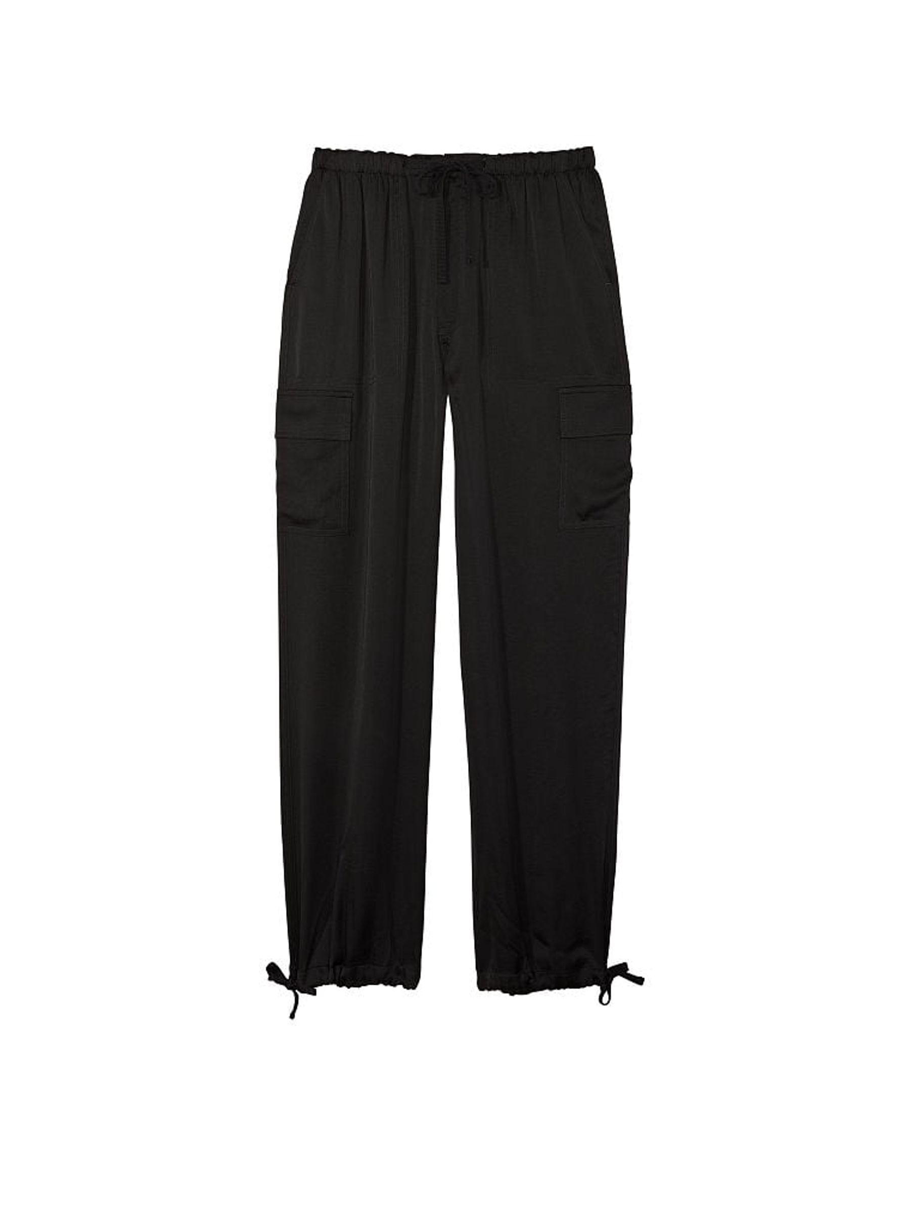 Pure Black Satin Parachute Trousers - Image 4 of 4
