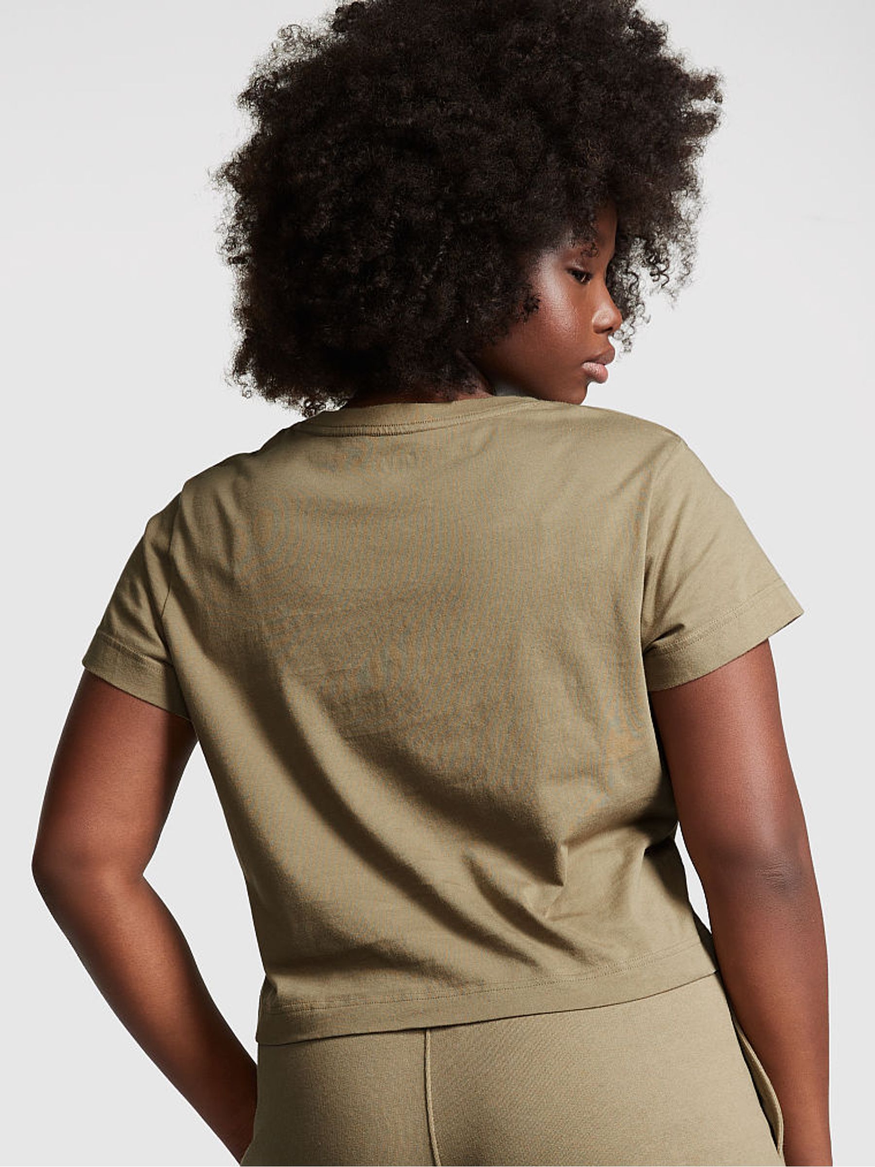 Dusted Olive Green Short Sleeve Shrunken T-Shirt - Image 2 of 4