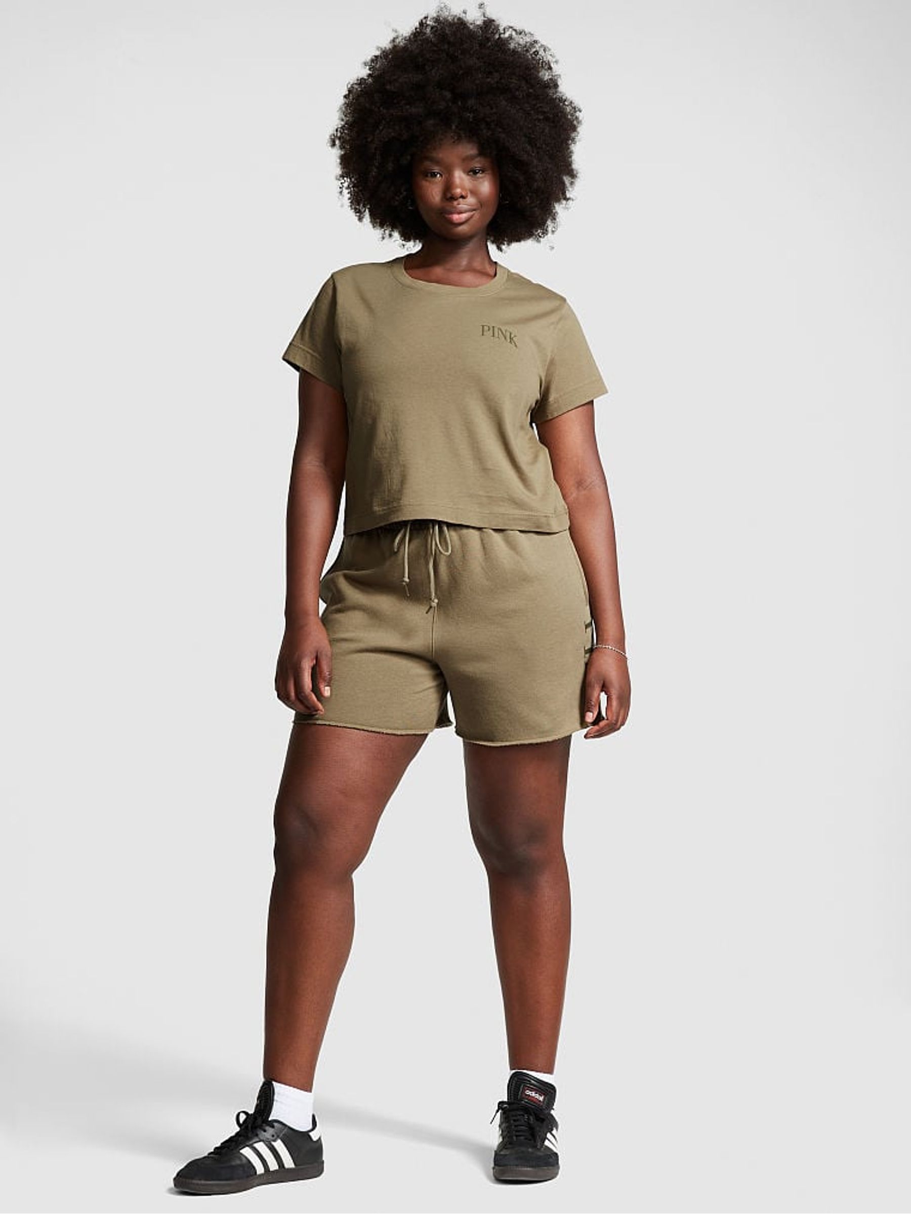 Dusted Olive Green Short Sleeve Shrunken T-Shirt - Image 3 of 4