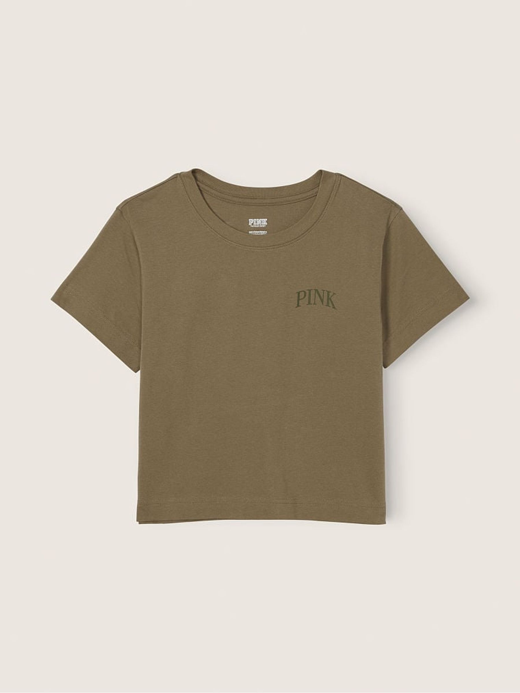 Dusted Olive Green Short Sleeve Shrunken T-Shirt - Image 4 of 4