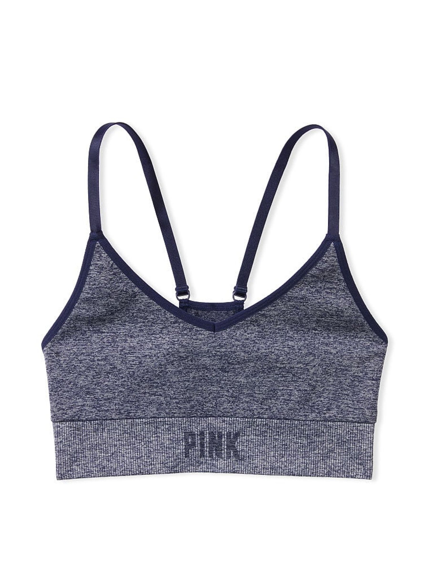 Midnight Navy Blue Marl Non Wired Lightly Lined Seamless  Sports Bra - Image 4 of 4