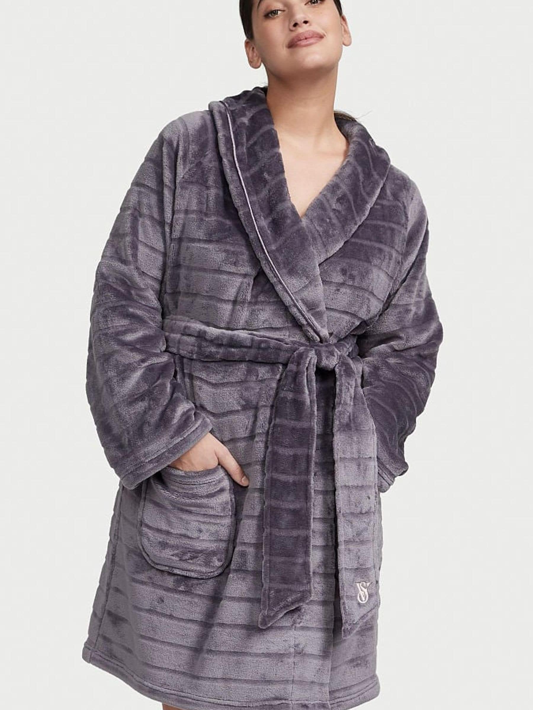 short grey dressing gown Pebble Grey Short Belted Robe M-L (10-14) / Pebble Grey main image 1