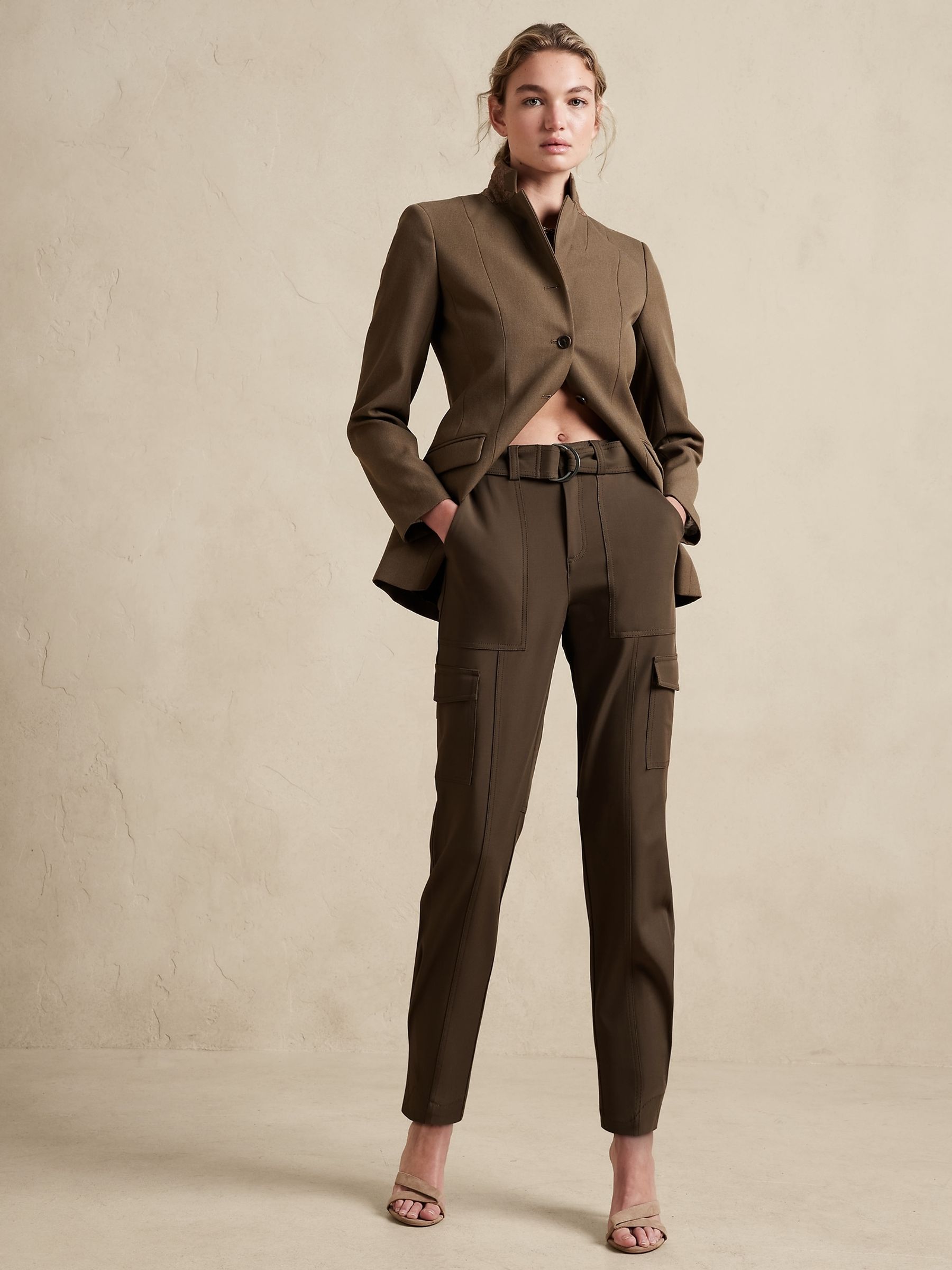 Banana Republic Brown Slim Refined Stretch Cargo Trousers - Image 1 of 4