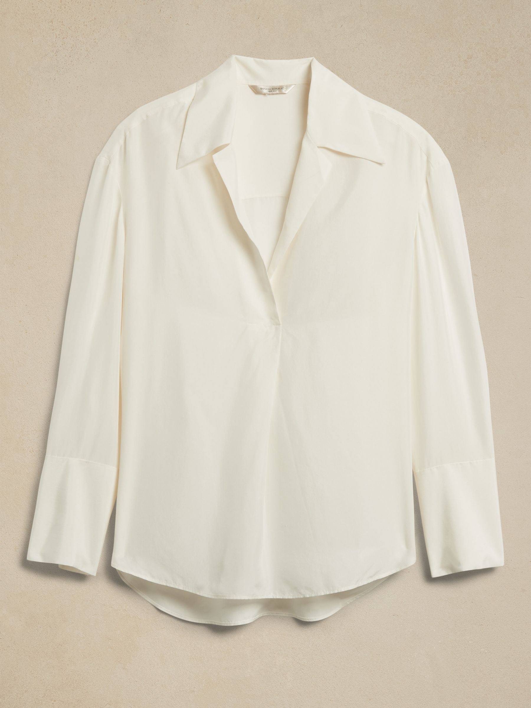 Banana Republic White Aurora Mulberry Silk Shirt - Image 4 of 4