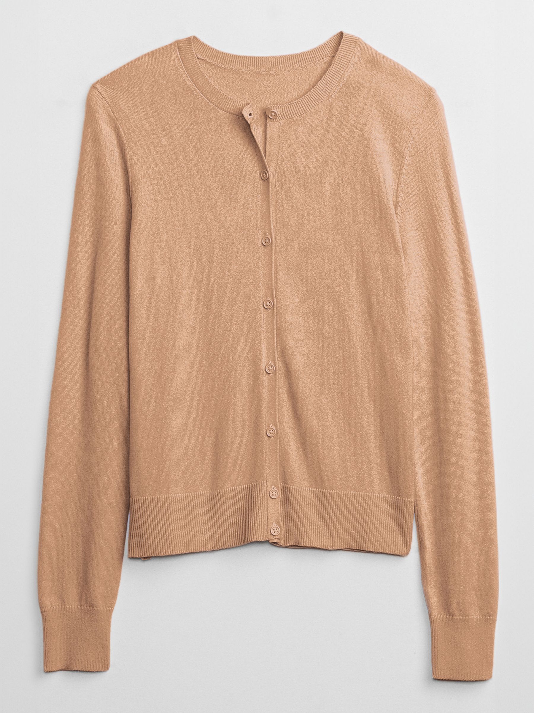 Brown Long Sleeve Crew Neck Cardigan - Image 4 of 4