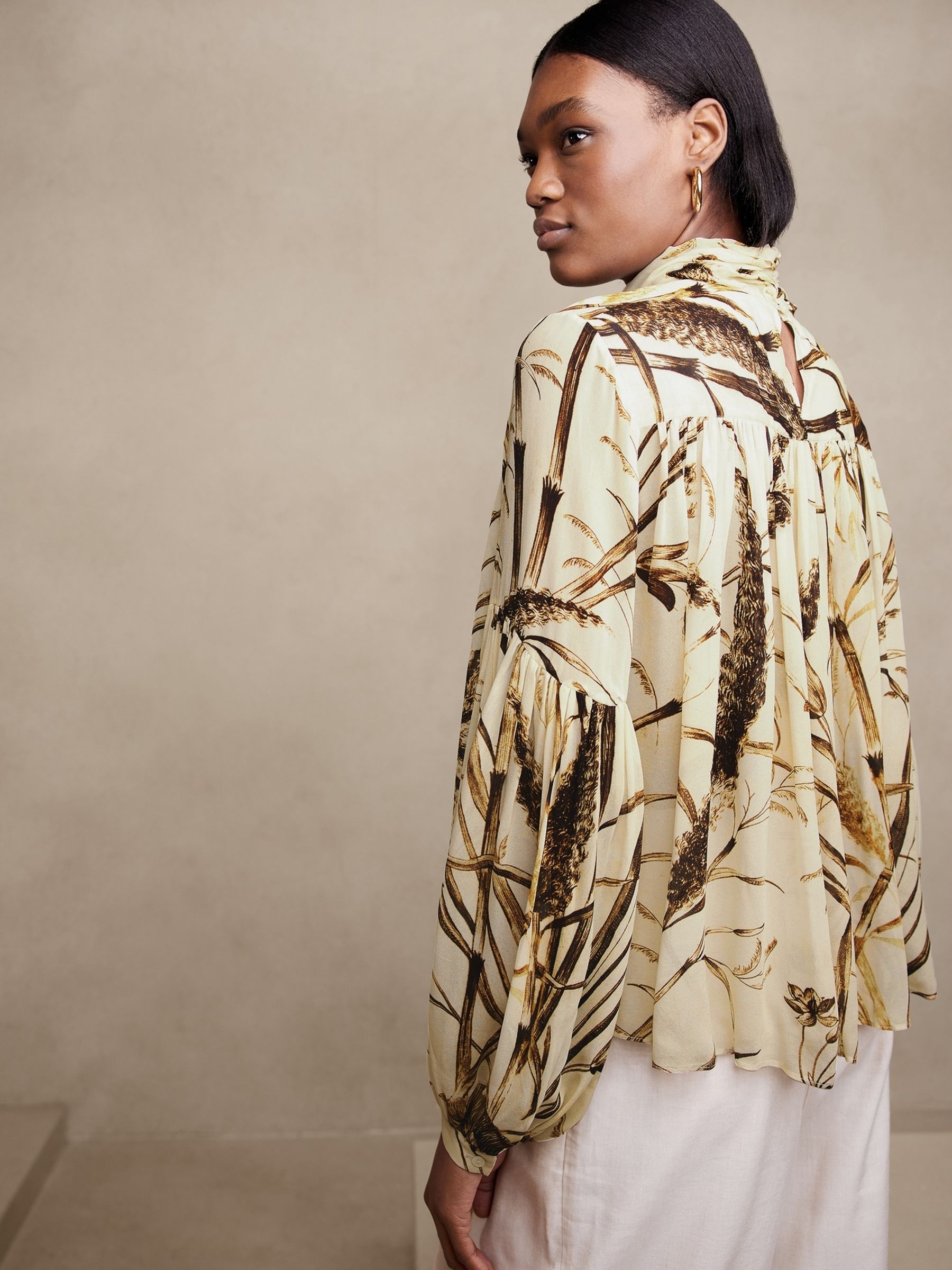 Banana Republic Beige Zoe Balloon-Sleeve Blouse - Image 2 of 4