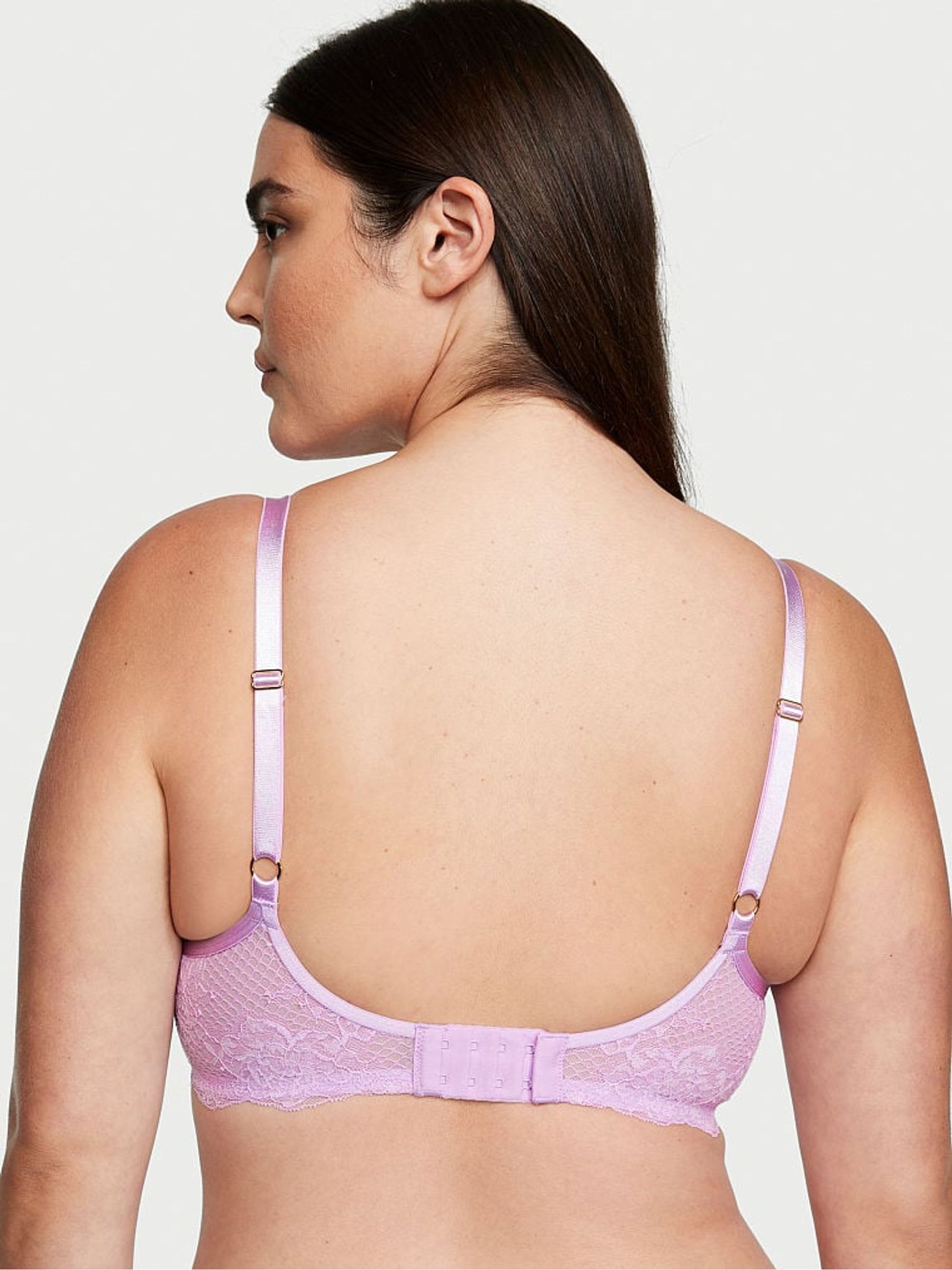 Silky Lilac Purple Fishnet Lace Full Cup Bra - Image 2 of 4