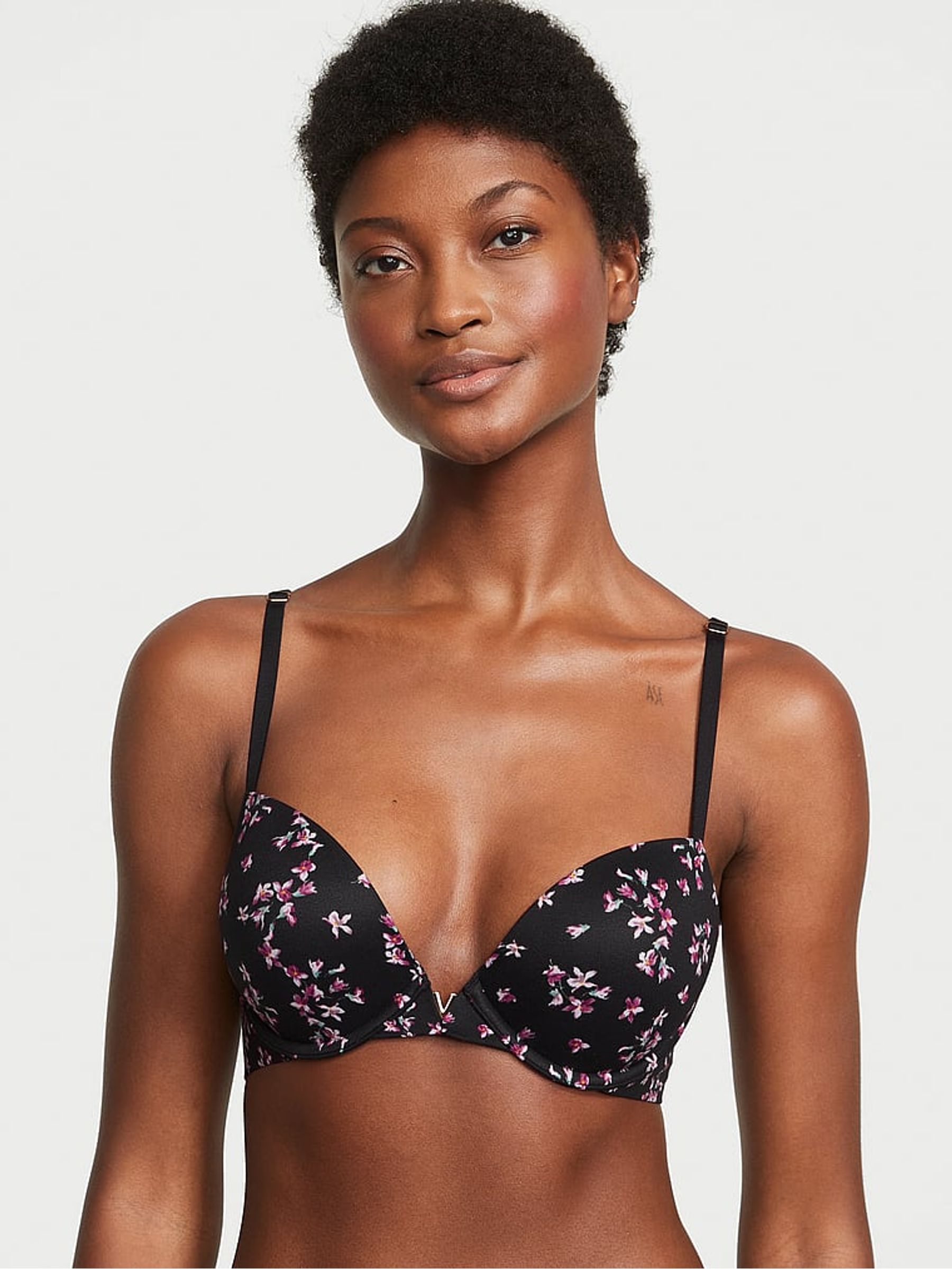 Black Floral Push Up Bra - Image 1 of 3