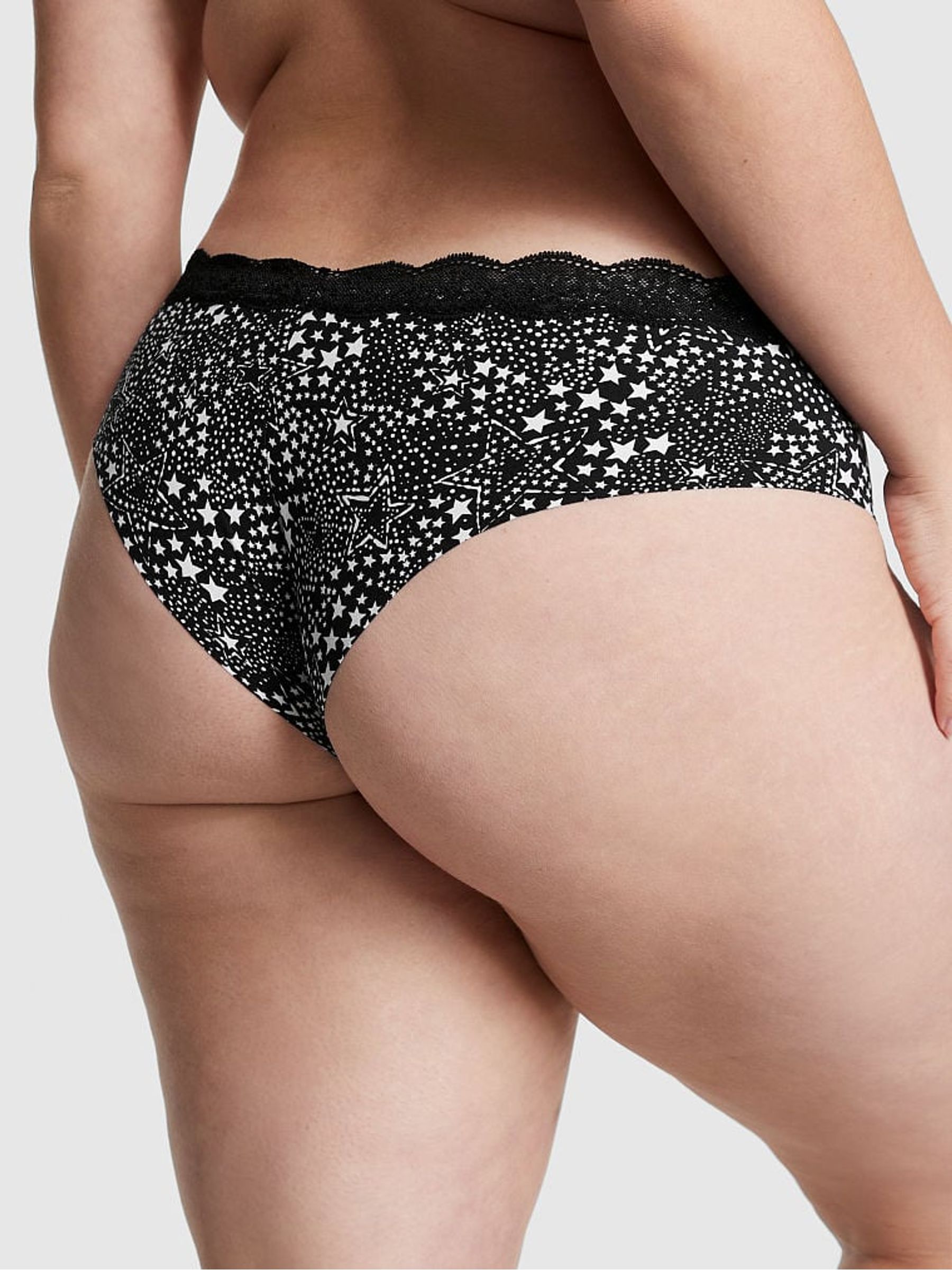 Pure Black Star Cheeky Lace Trim No Show Knickers - Image 2 of 3