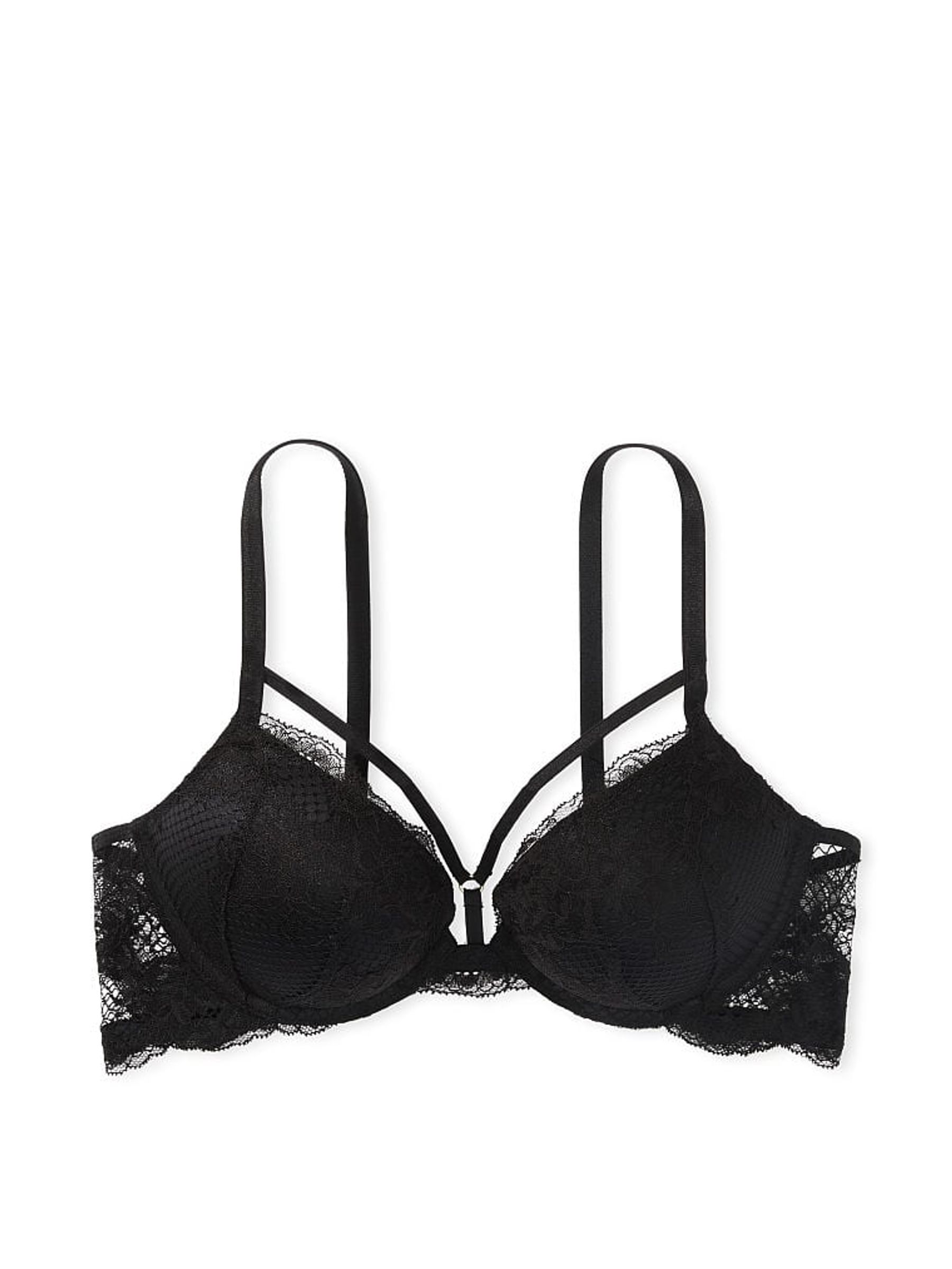Black Fishnet Lace Plunge Add 2 Cups Bombshell Bra - Image 3 of 3