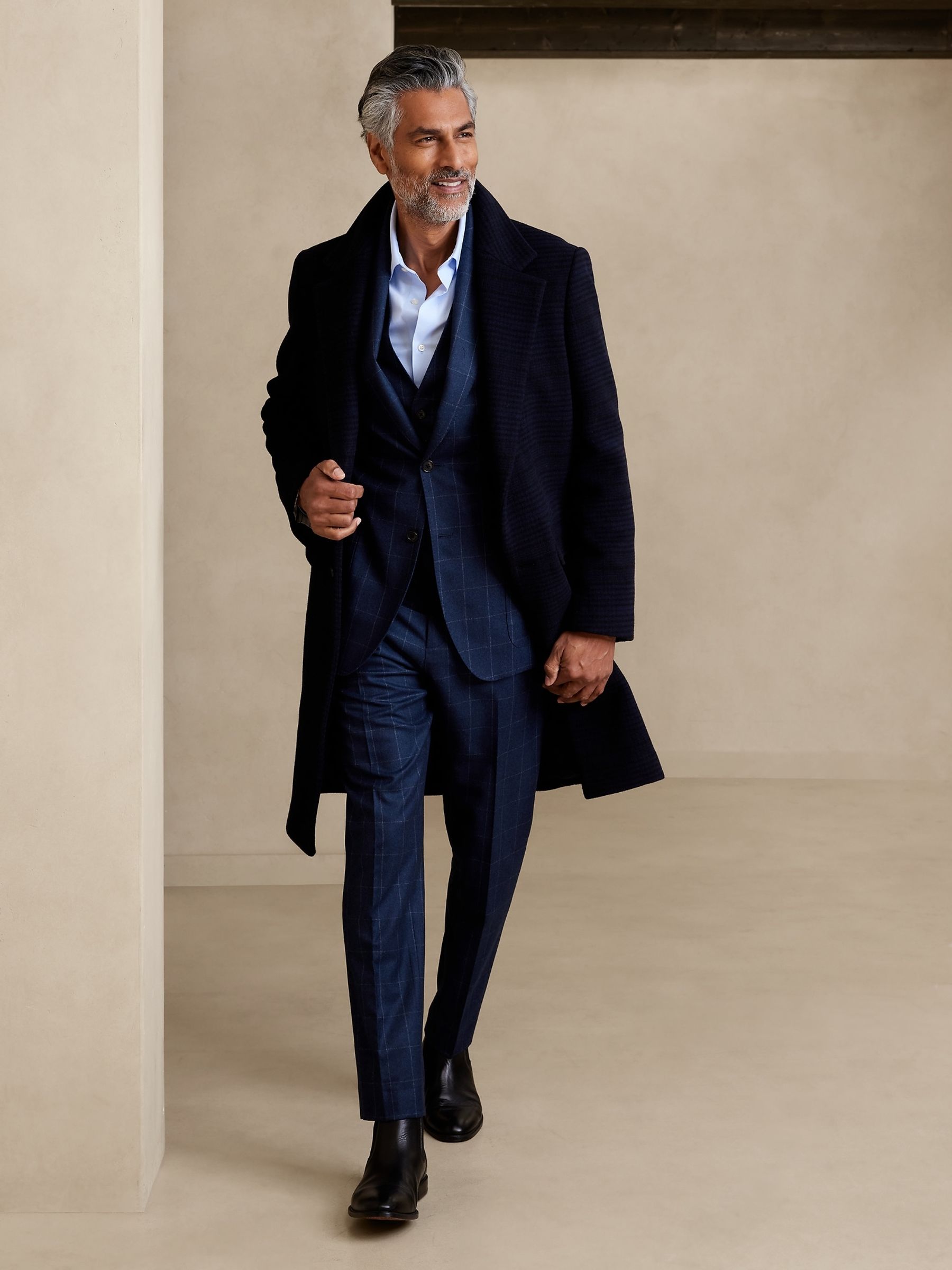 Banana Republic Black Perfect Flannel Suit Jacket - Image 1 of 5