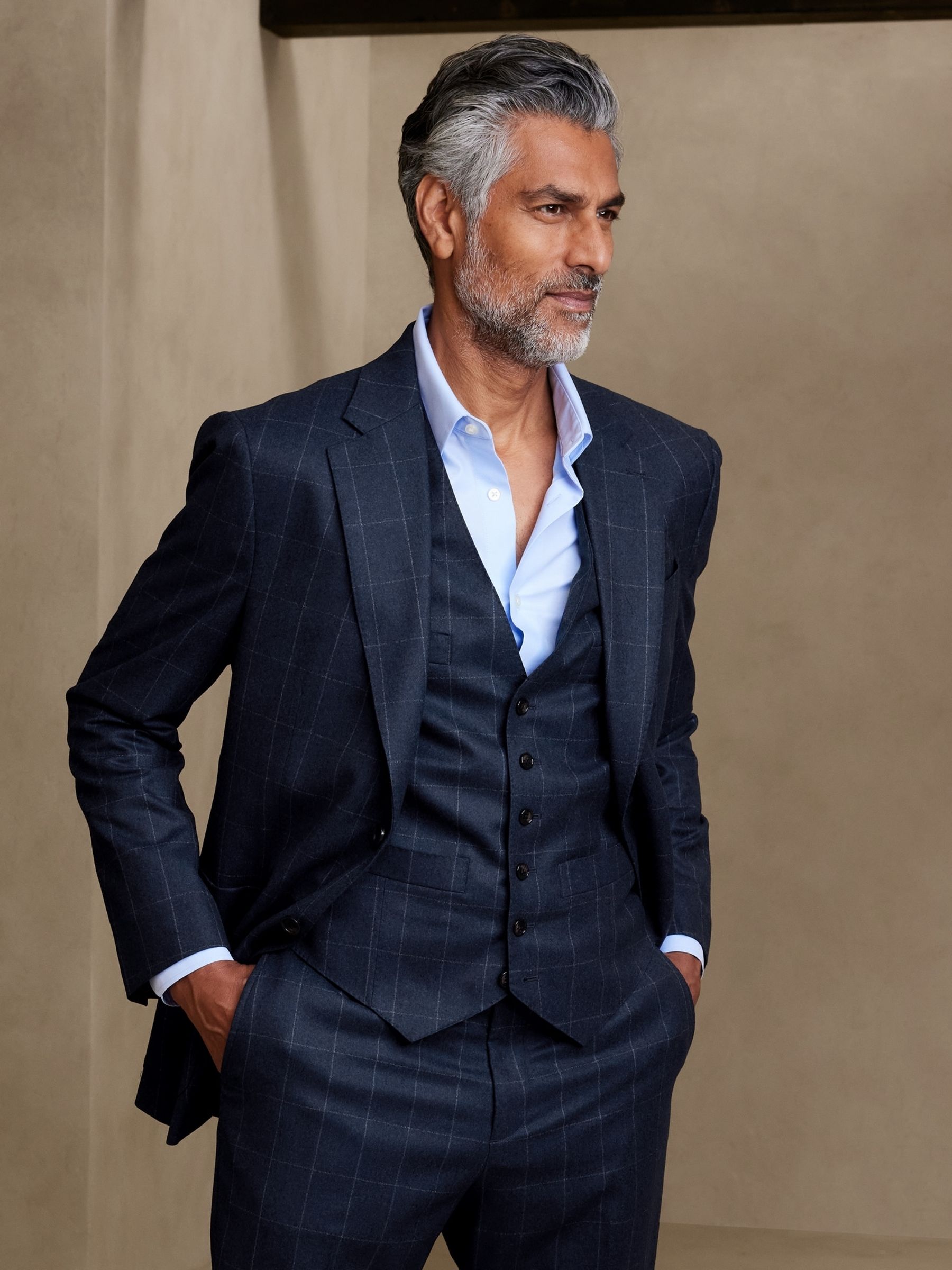 Banana Republic Black Perfect Flannel Suit Jacket - Image 3 of 5