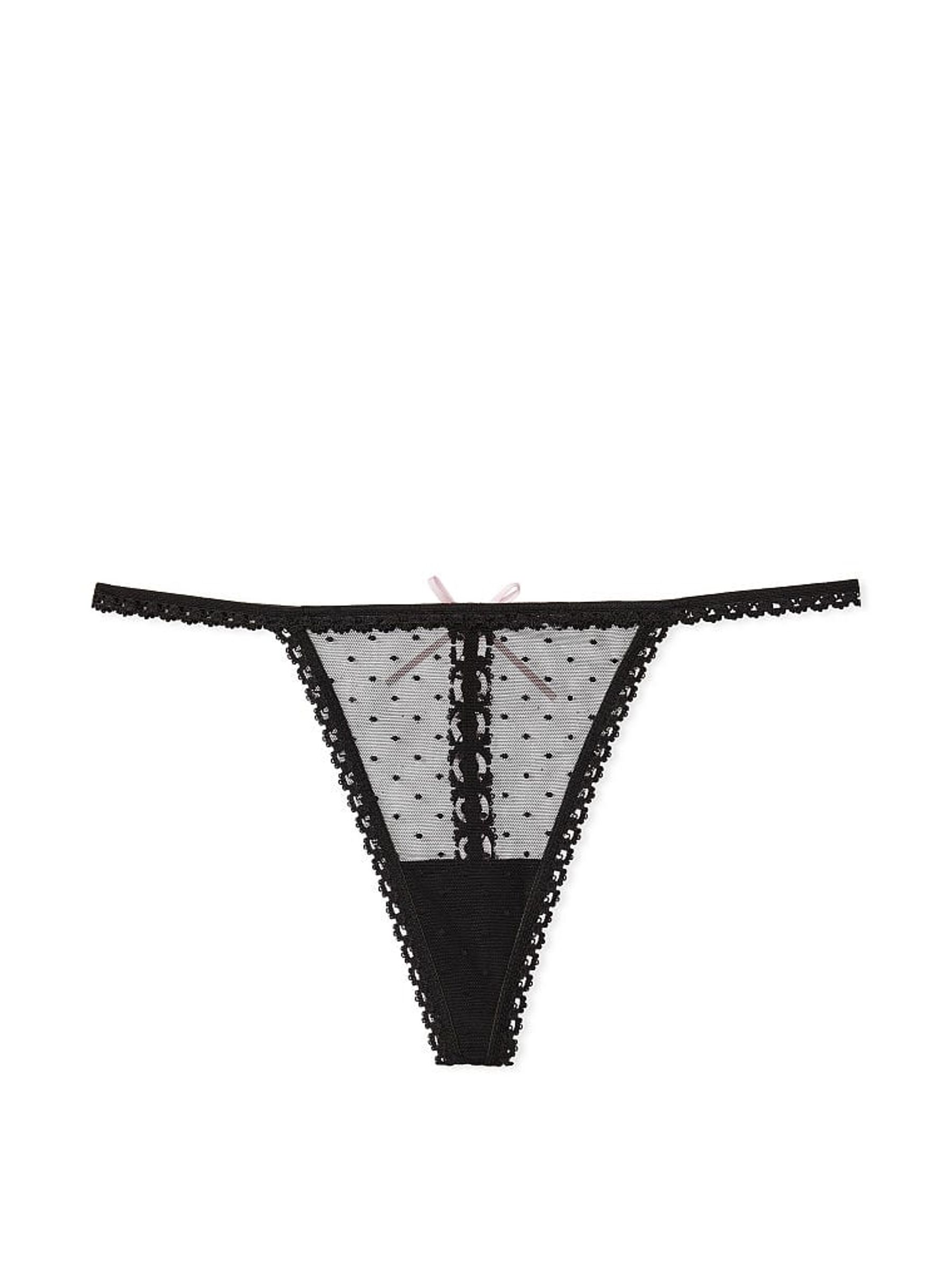 Black Lace Up G String Knickers - Image 3 of 4