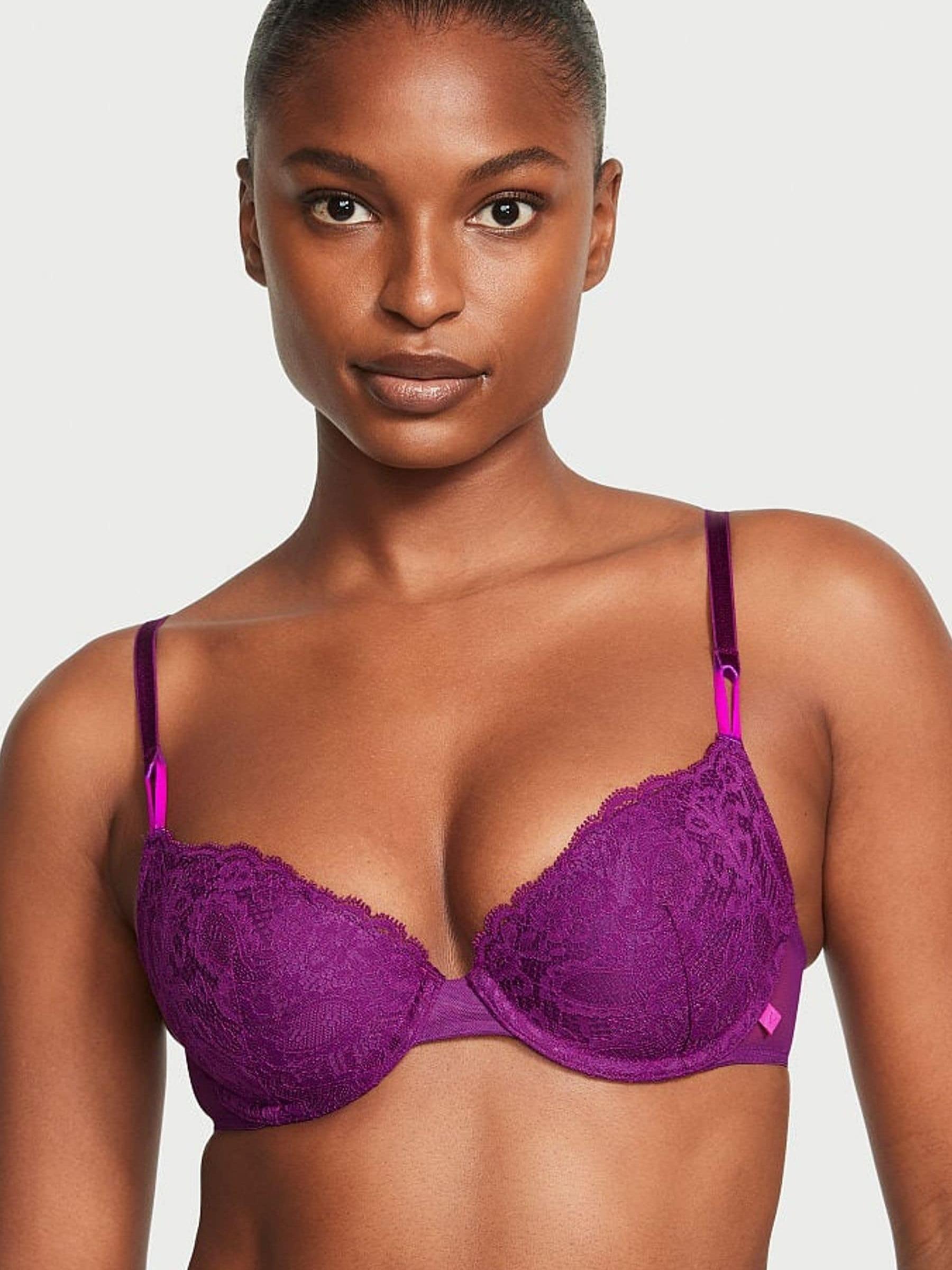 Beach Plum Purple Paisley Lace Lightly Lined T-Shirt Demi Bra - Image 1 of 3