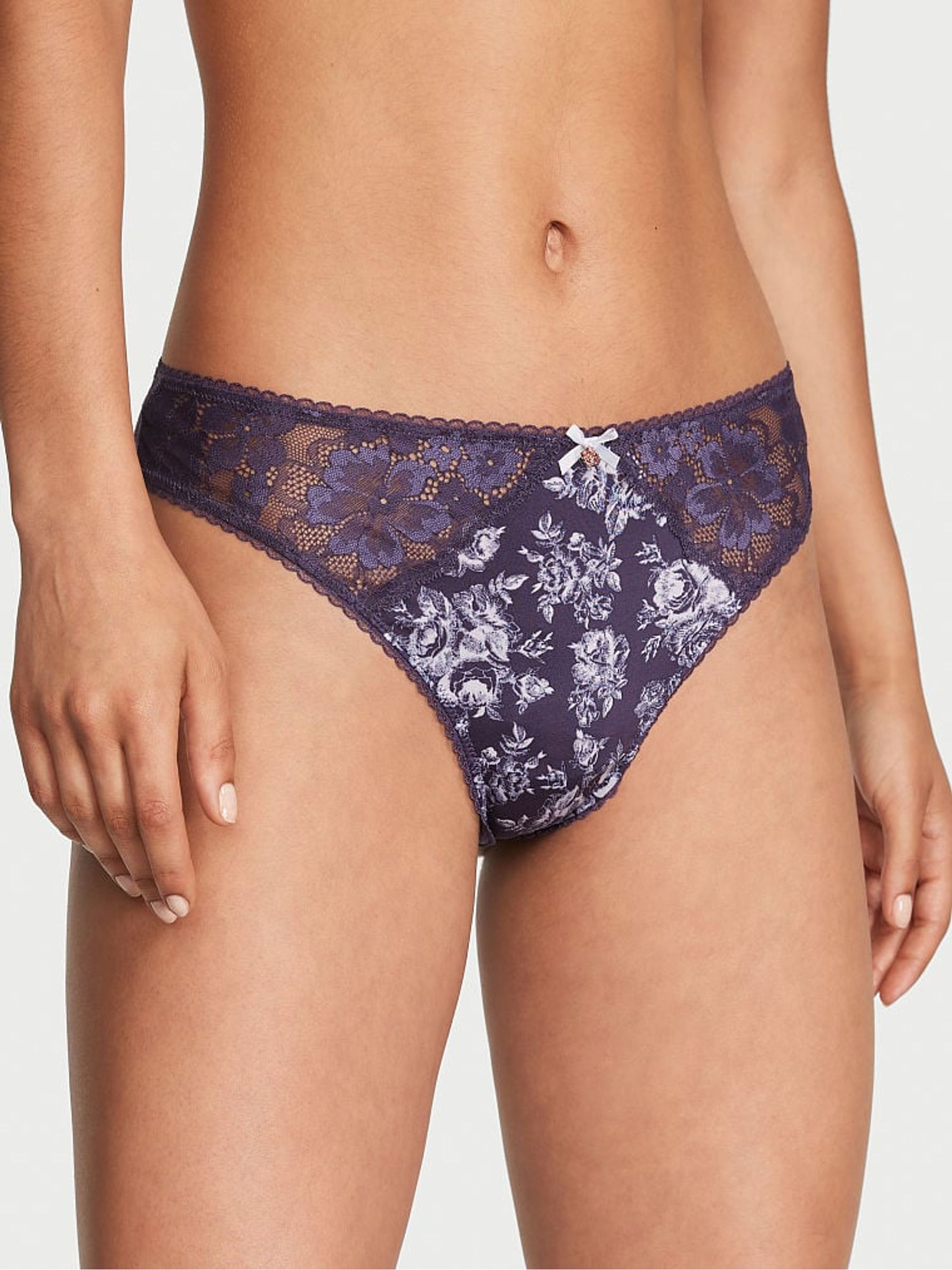 Valiant Purple Floral Thong Knickers - Image 1 of 3