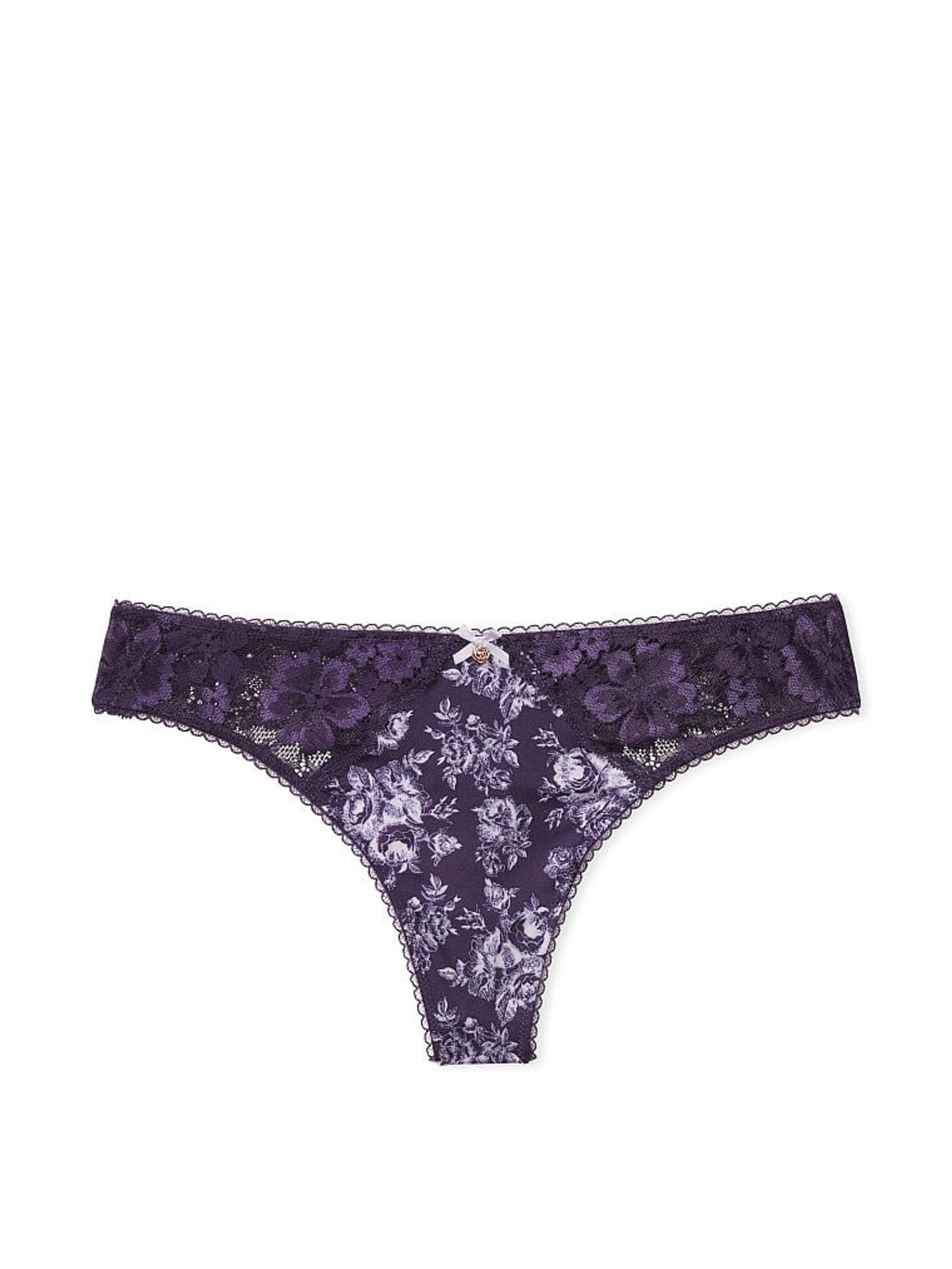 Valiant Purple Floral Thong Knickers - Image 3 of 3