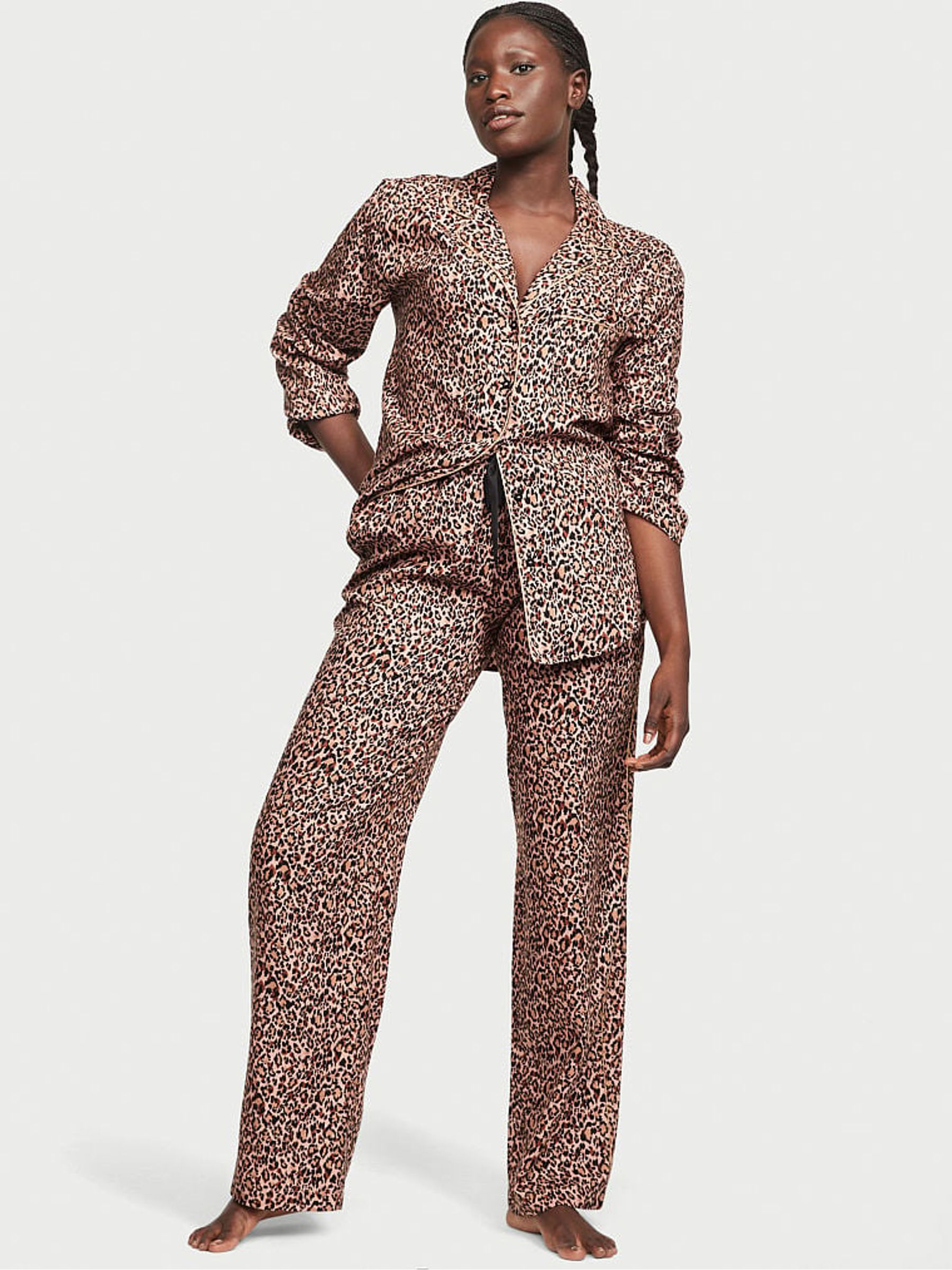 Leopard Brown Flannel Long Pyjamas - Image 1 of 3