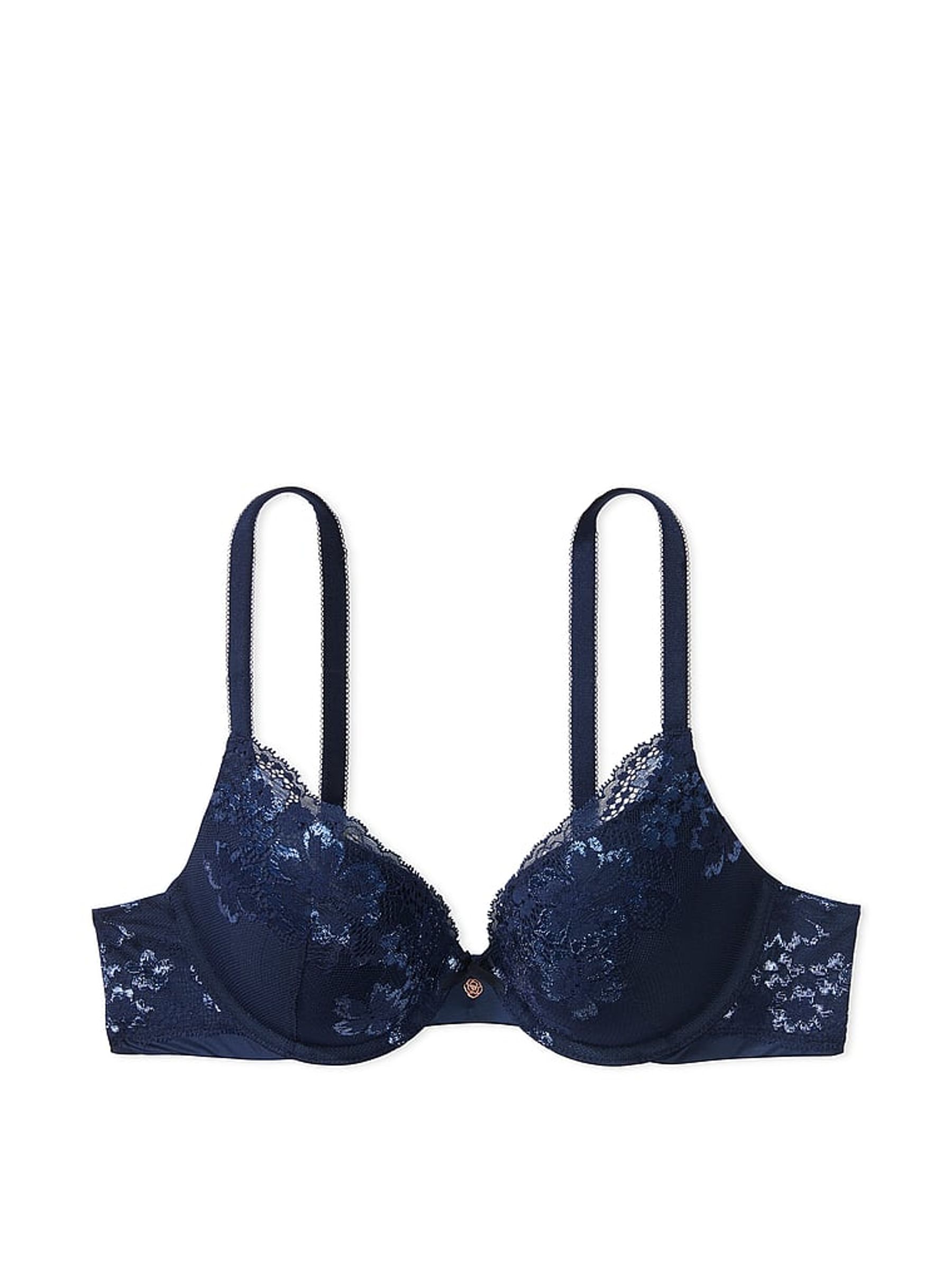 Noir Navy Blue Lace Full Cup Push Up Bra - Image 4 of 4