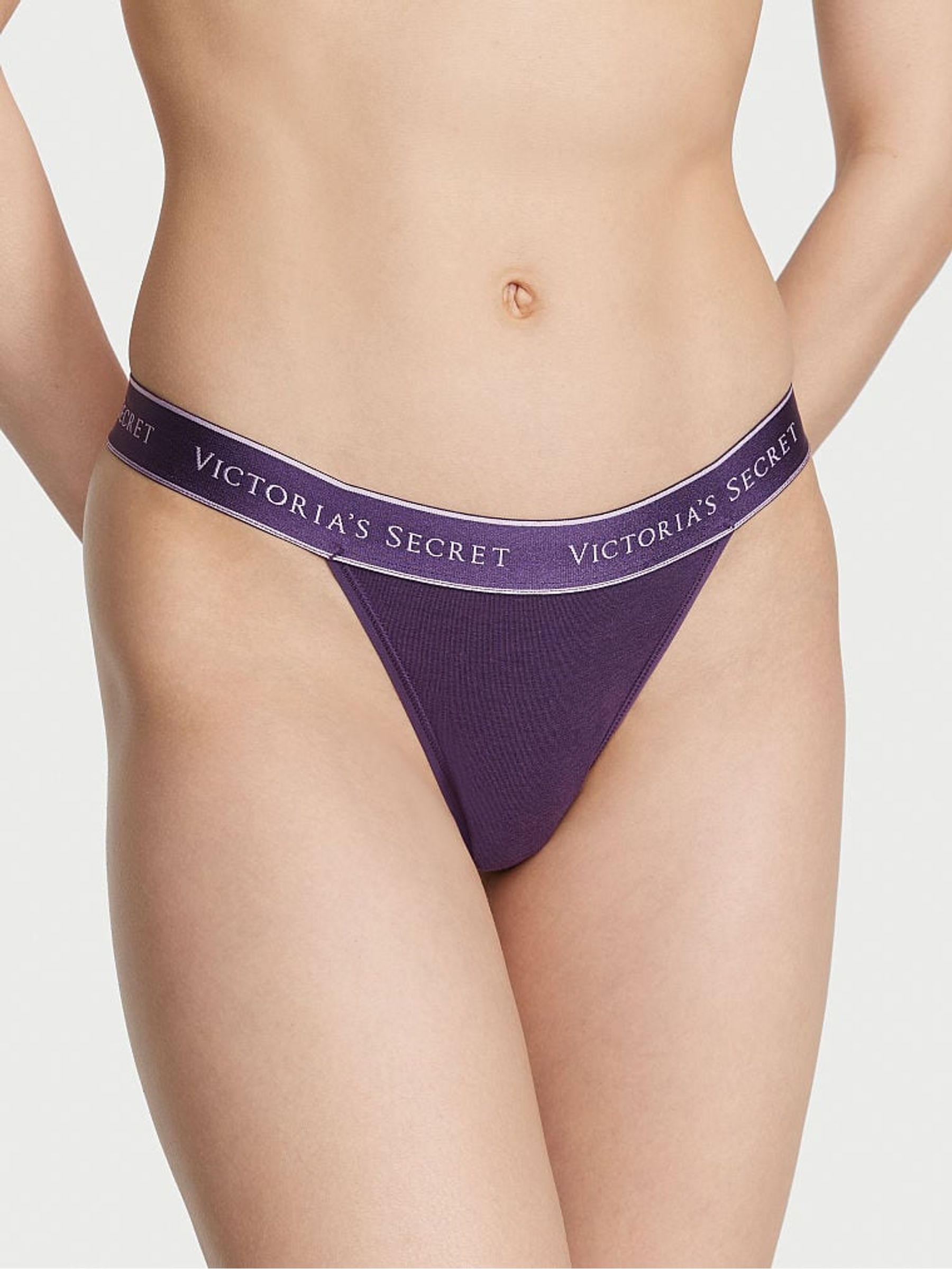 Valiant Purple Smooth Logo Thong Knickers - Image 1 of 3