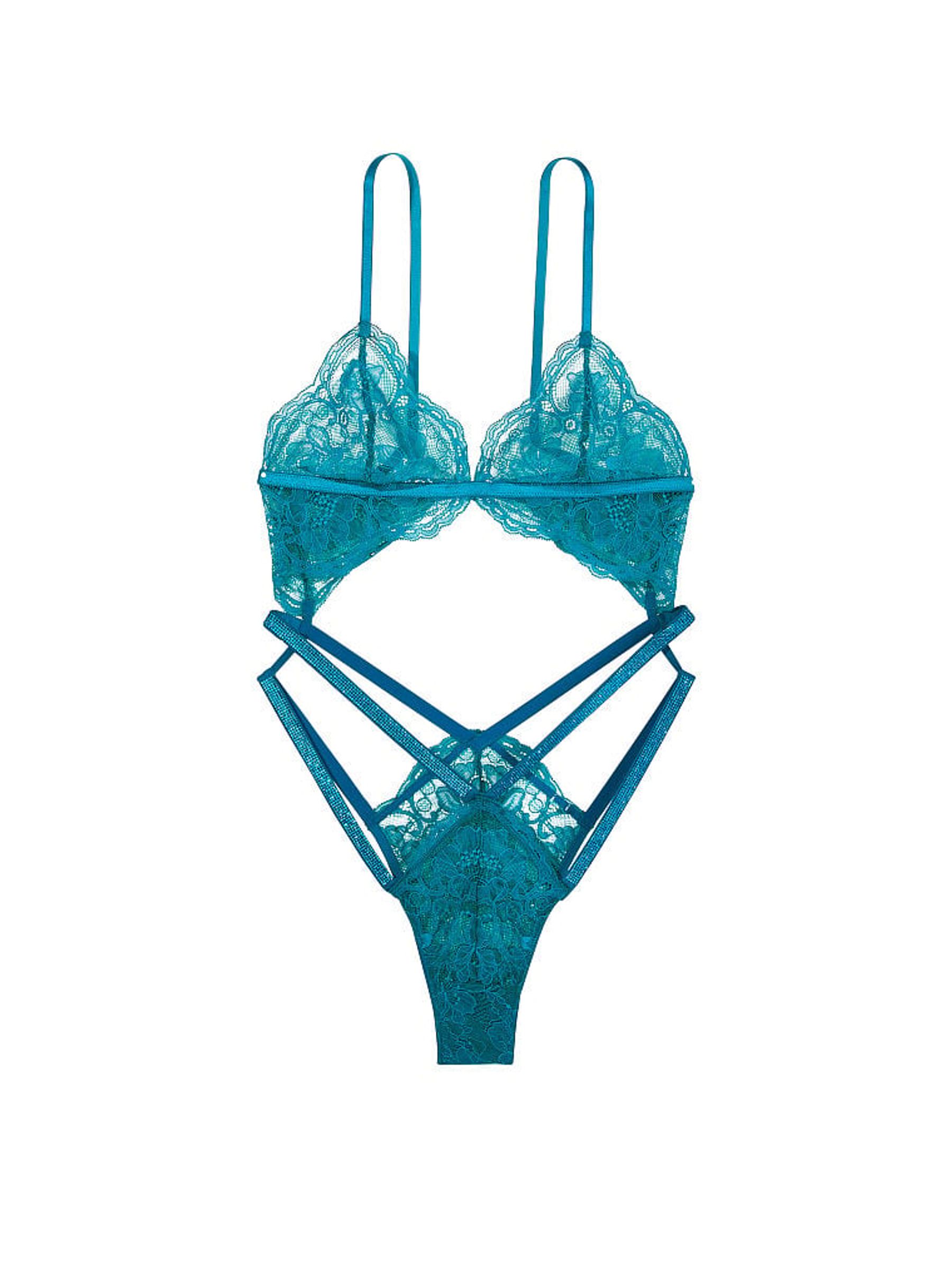 Evening Tide Blue Shine Strap Lace Bodysuit - Image 3 of 3