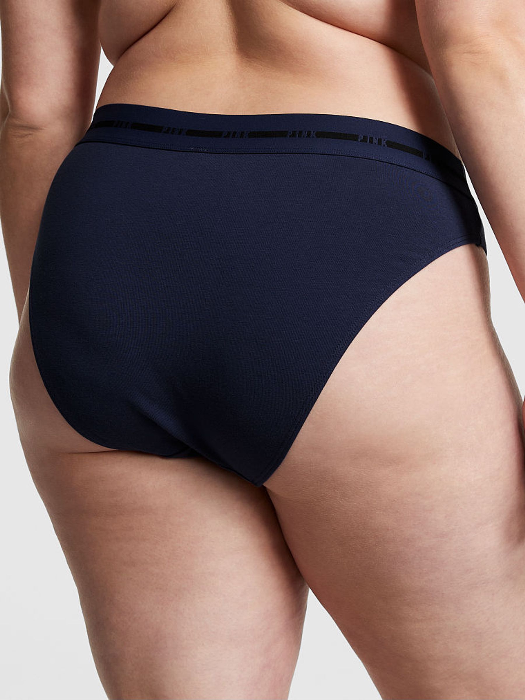 Midnight Navy Blue High Leg Retro Logo High Waist Bikini Knickers - Image 2 of 3