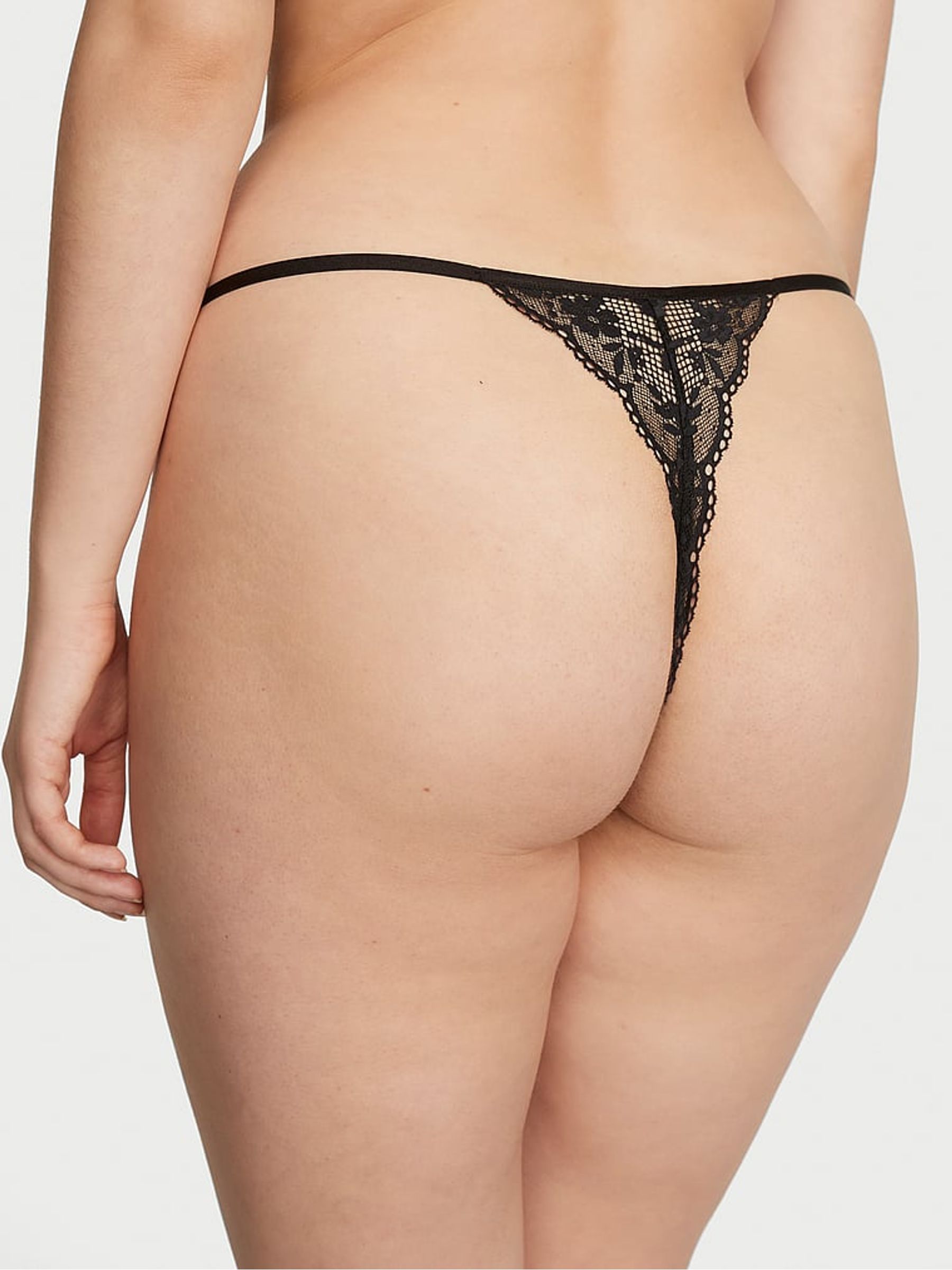 Black Lace Thong Knickers - Image 2 of 3