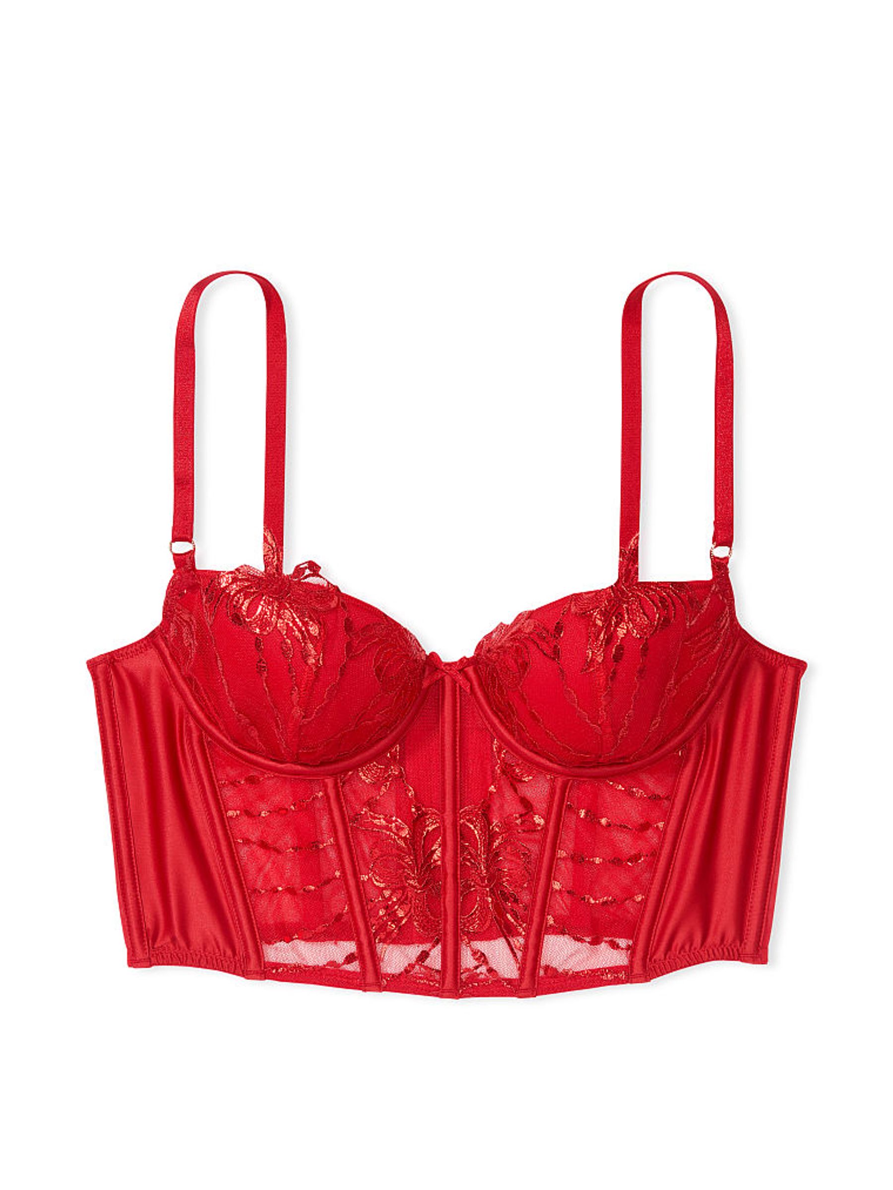Lipstick Embroidery Red Corset Bra Top - Image 3 of 3