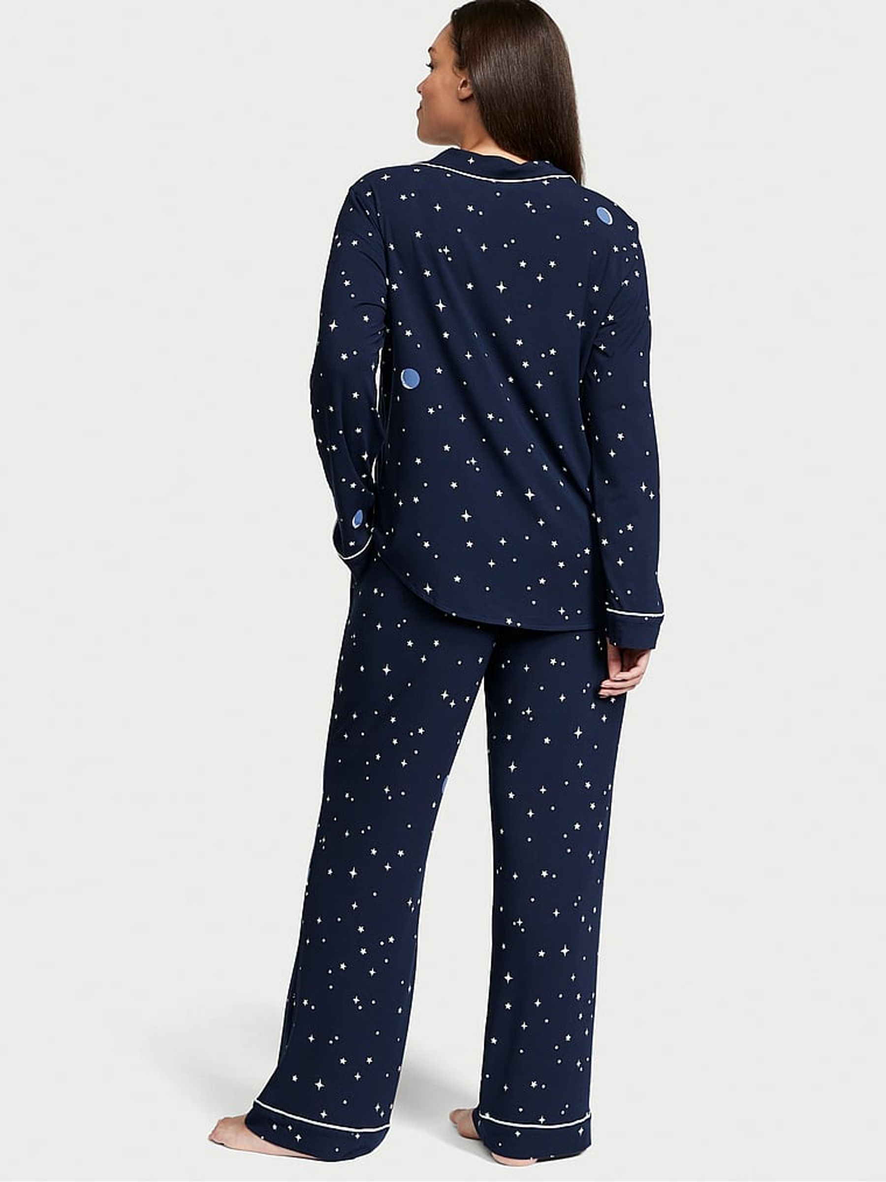 Tranquil Navy Blue Moon and Stars Modal Long Pyjamas - Image 2 of 3