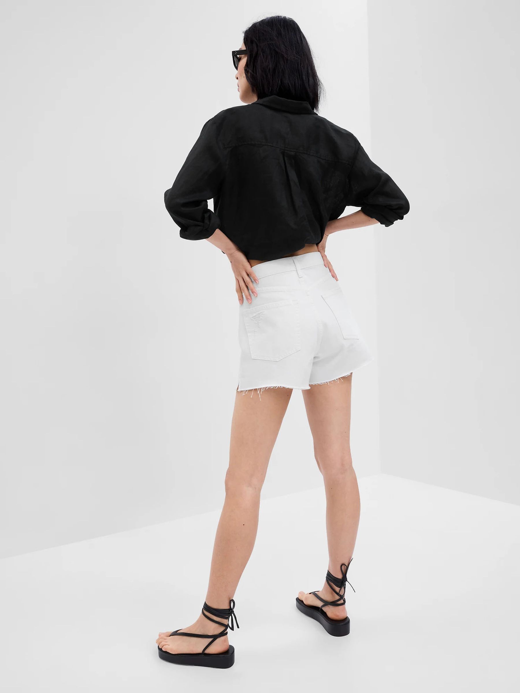 White High Rise Denim Shorts - Image 2 of 4