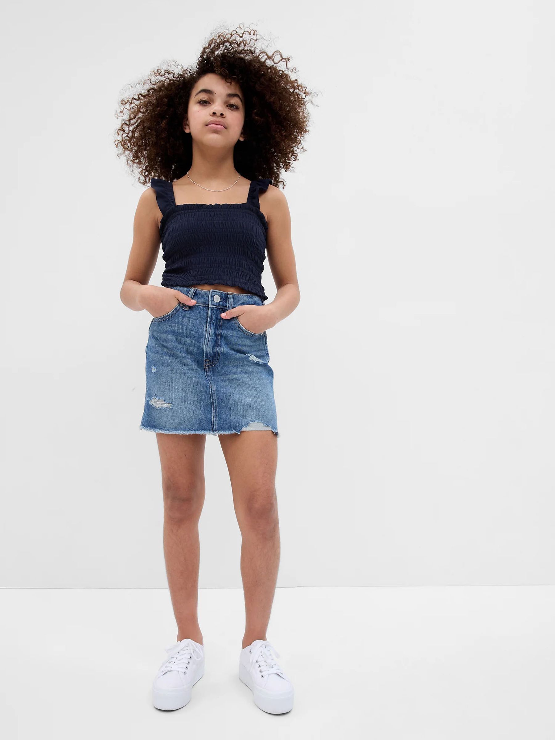 Blue Smocked Tank Top - Image 1 of 3