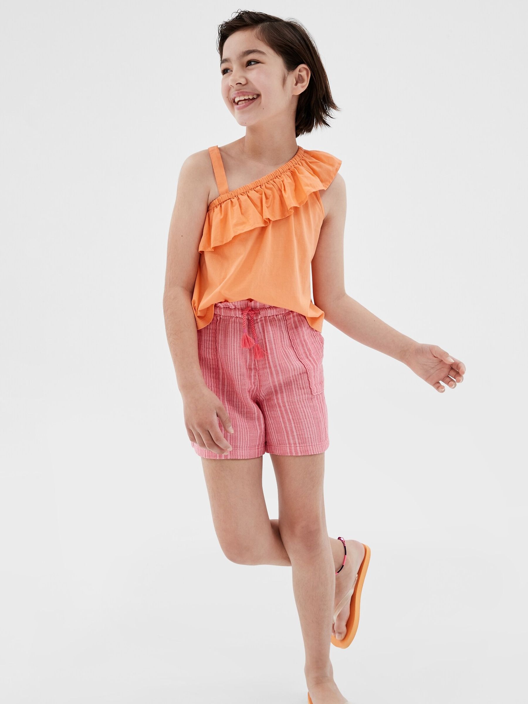 Pink Stripe Utility Pull On Crinkle Shorts - Image 1 of 3