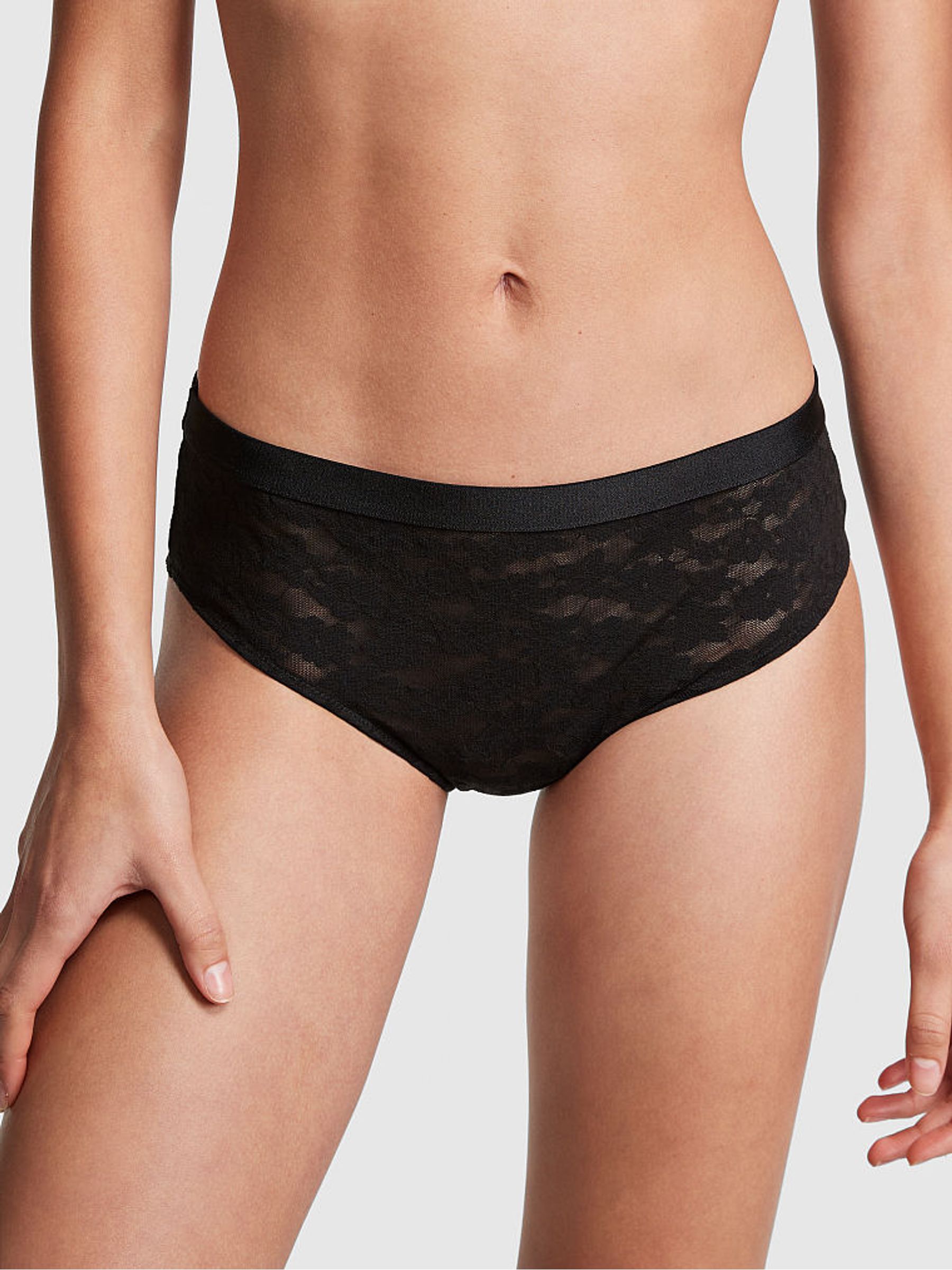 Pure Black Tossed Floral Lace Cheekster Knickers - Image 1 of 4