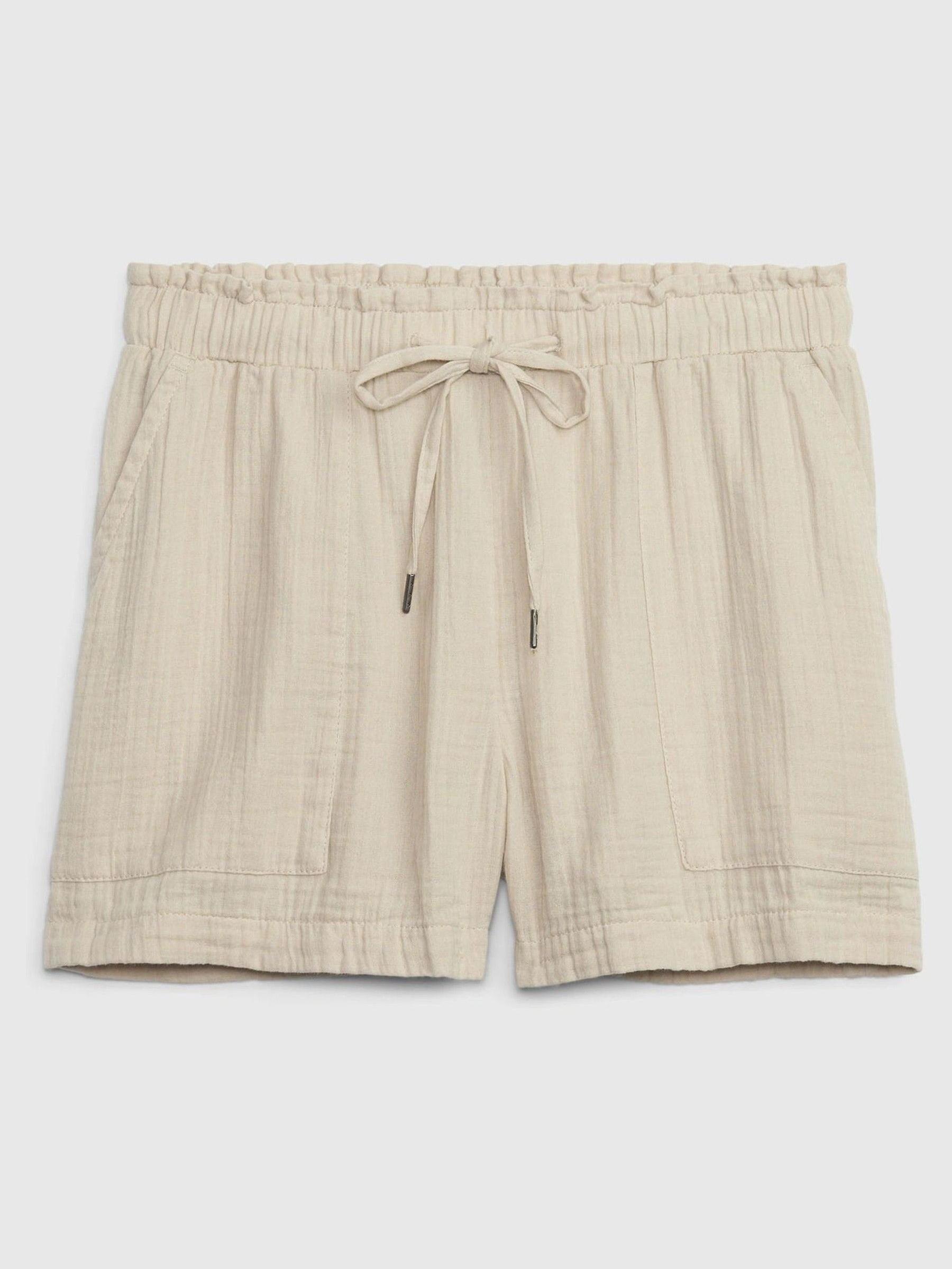 Cream Crinkle Gauze Shorts - Image 4 of 4