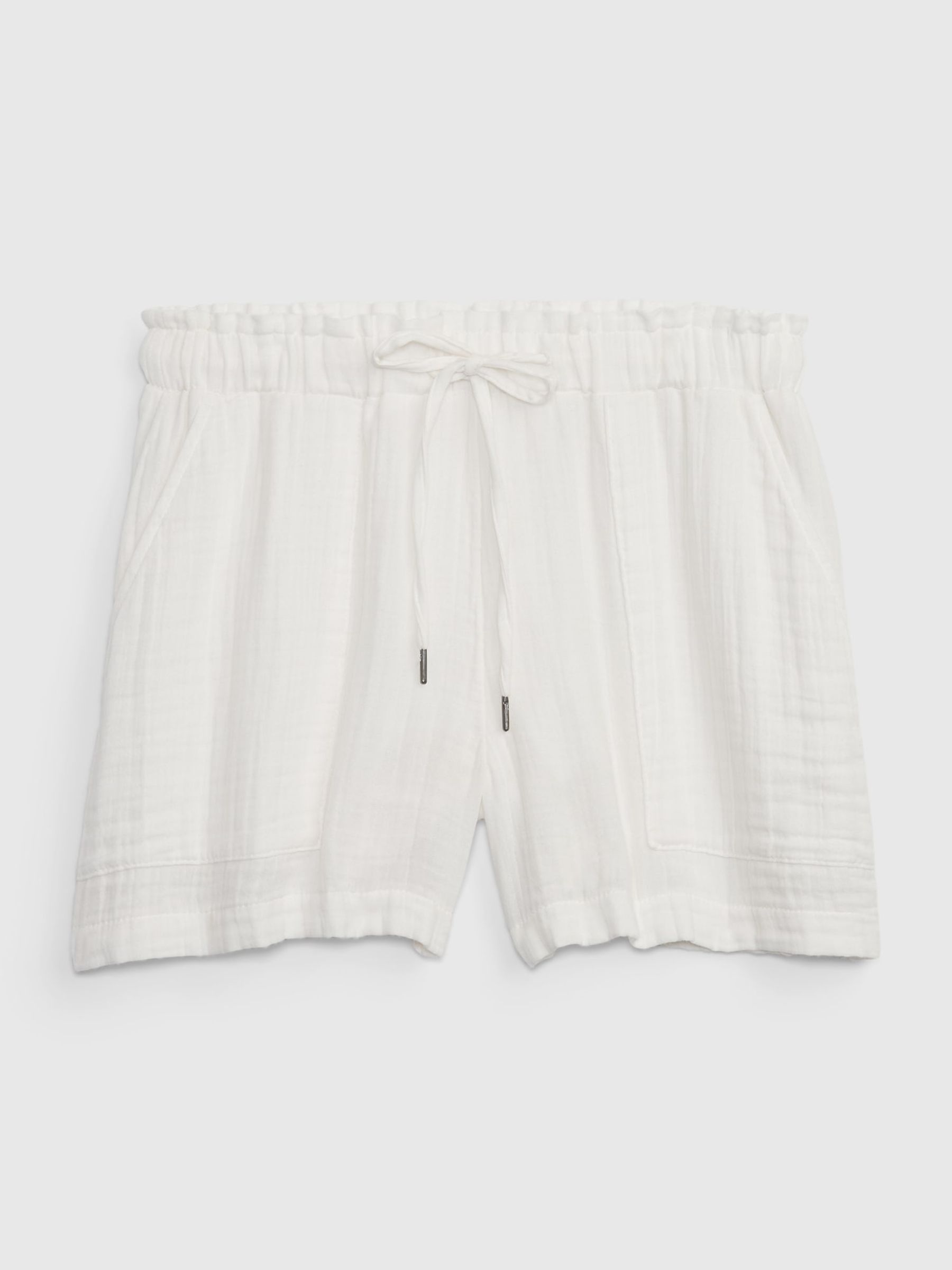 White Crinkle Gauze Shorts - Image 6 of 6