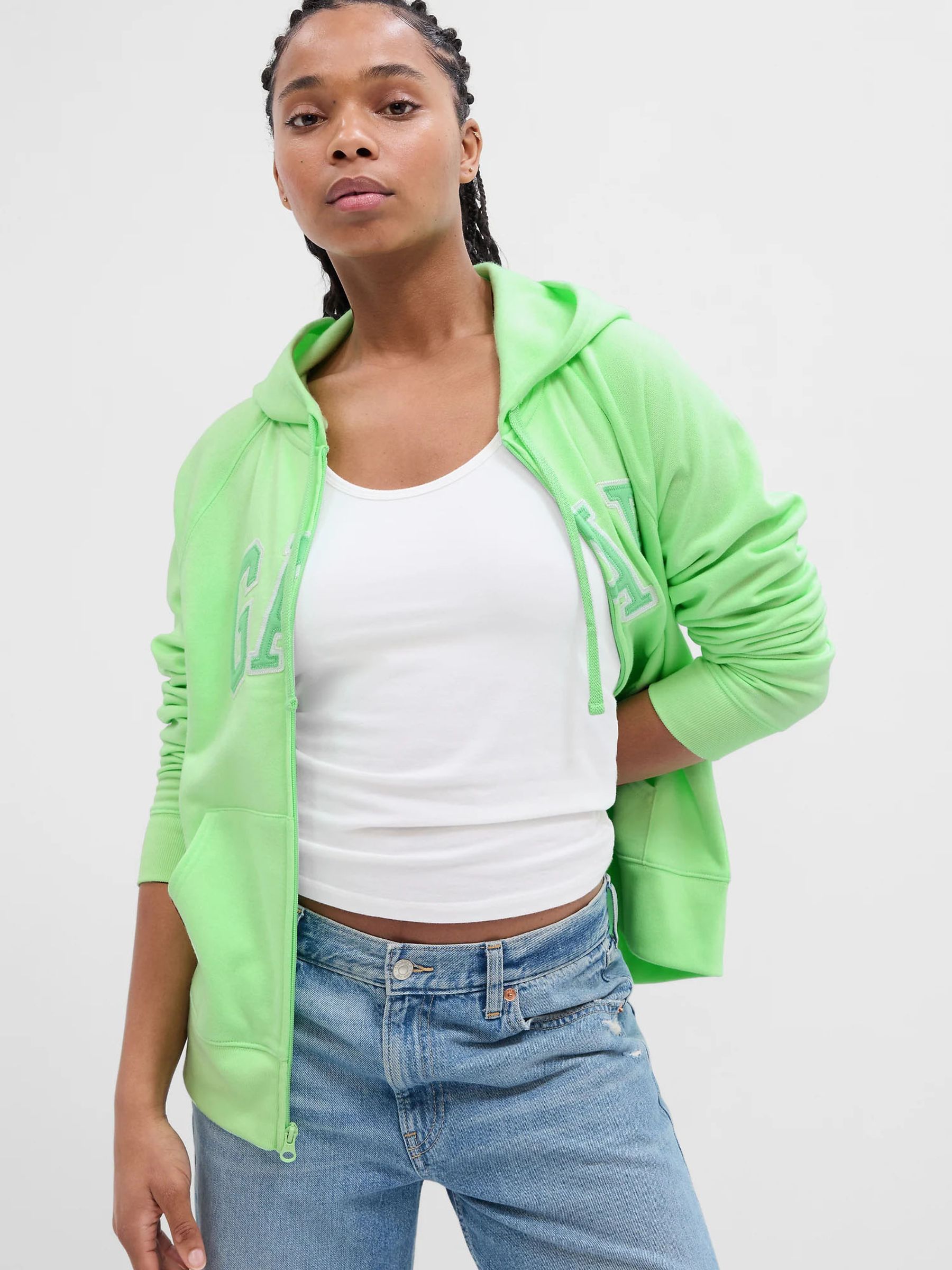 Green Logo Zip Up Hoodie - Image 1 of 2