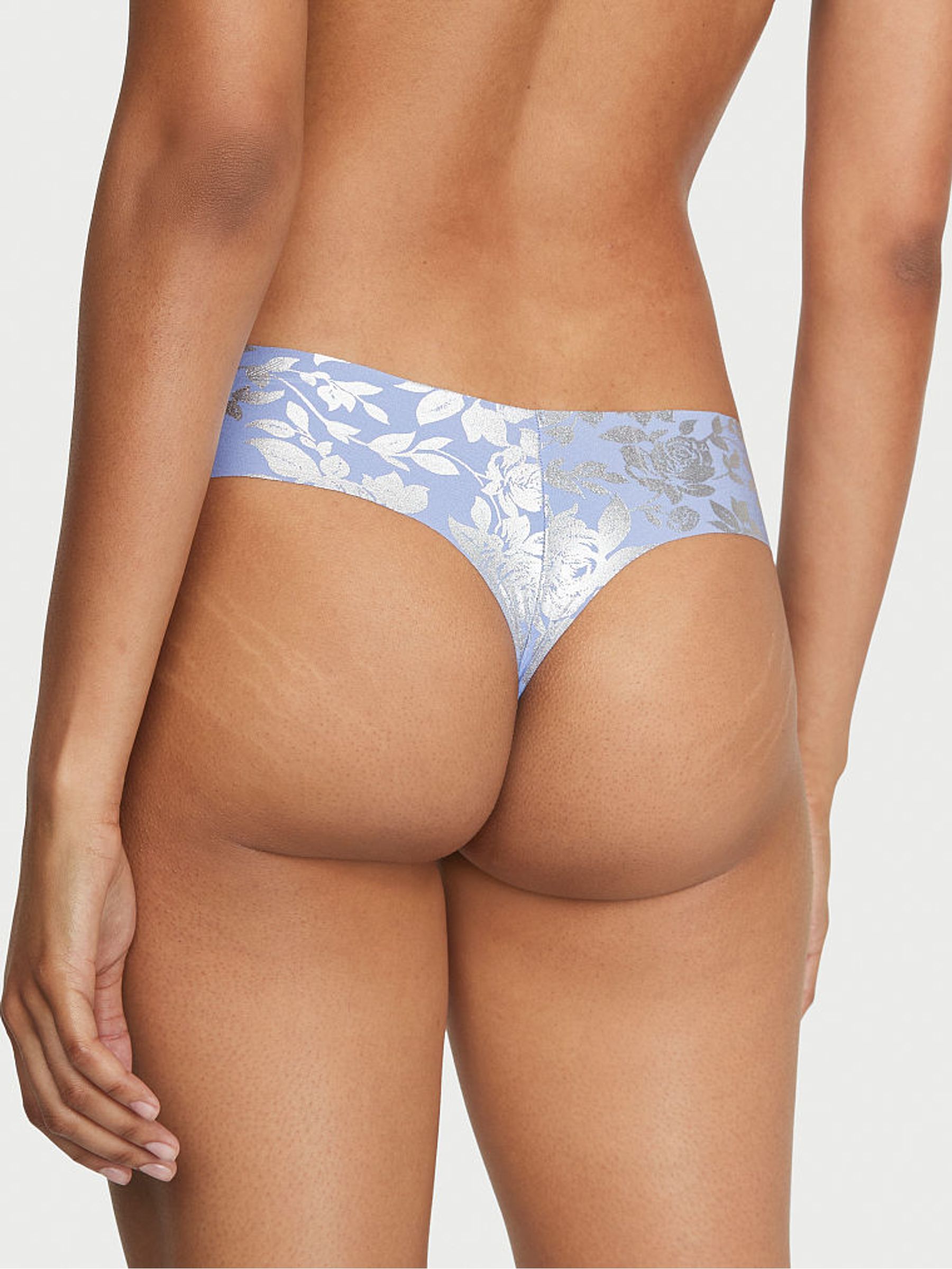 Verywinkle Foil Rose Blue Print Thong No-Show Knickers - Image 2 of 3
