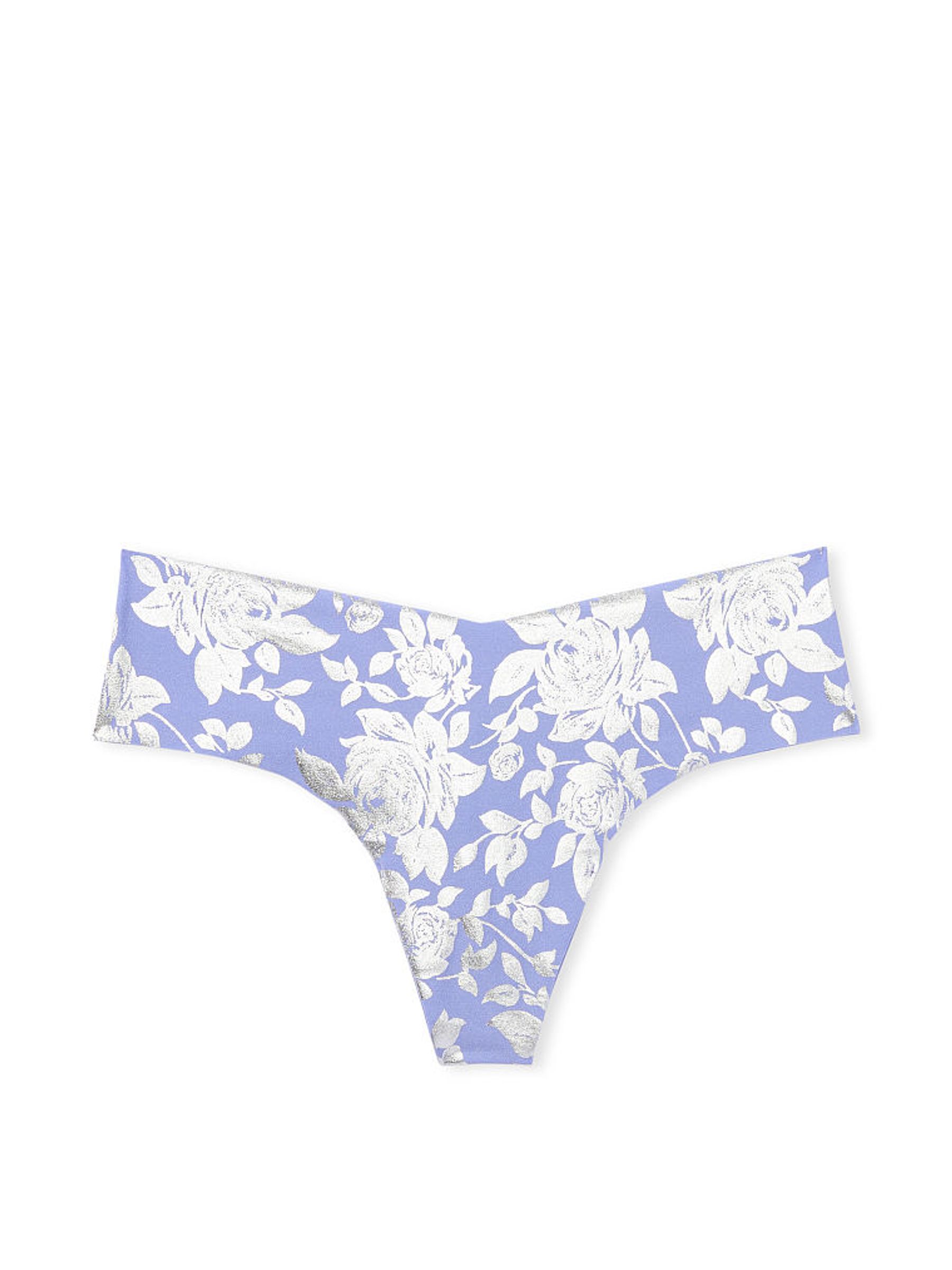 Verywinkle Foil Rose Blue Print Thong No-Show Knickers - Image 3 of 3