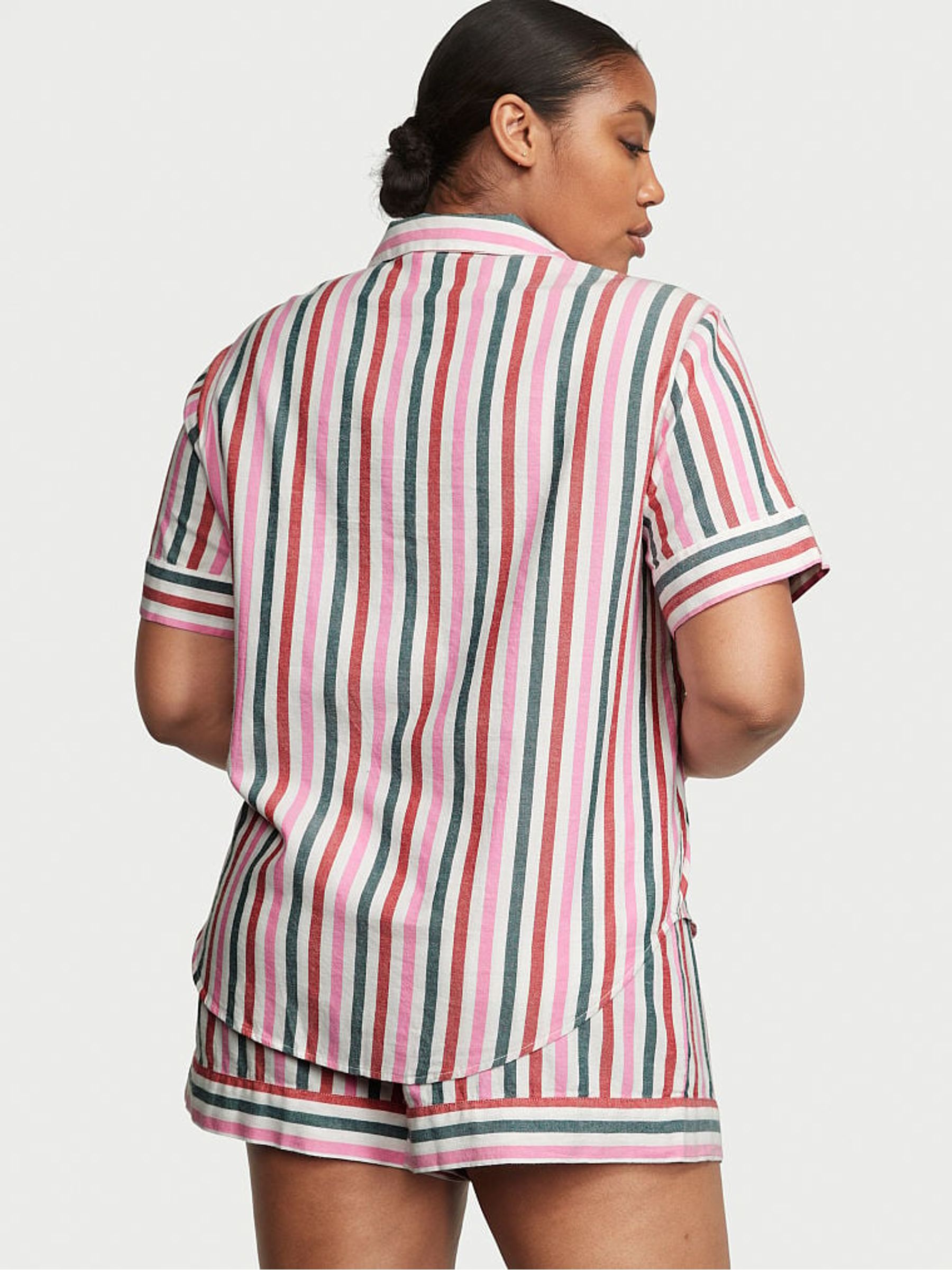 Multi Colored Stripe Pink Short Pyjamas - Image 2 of 4