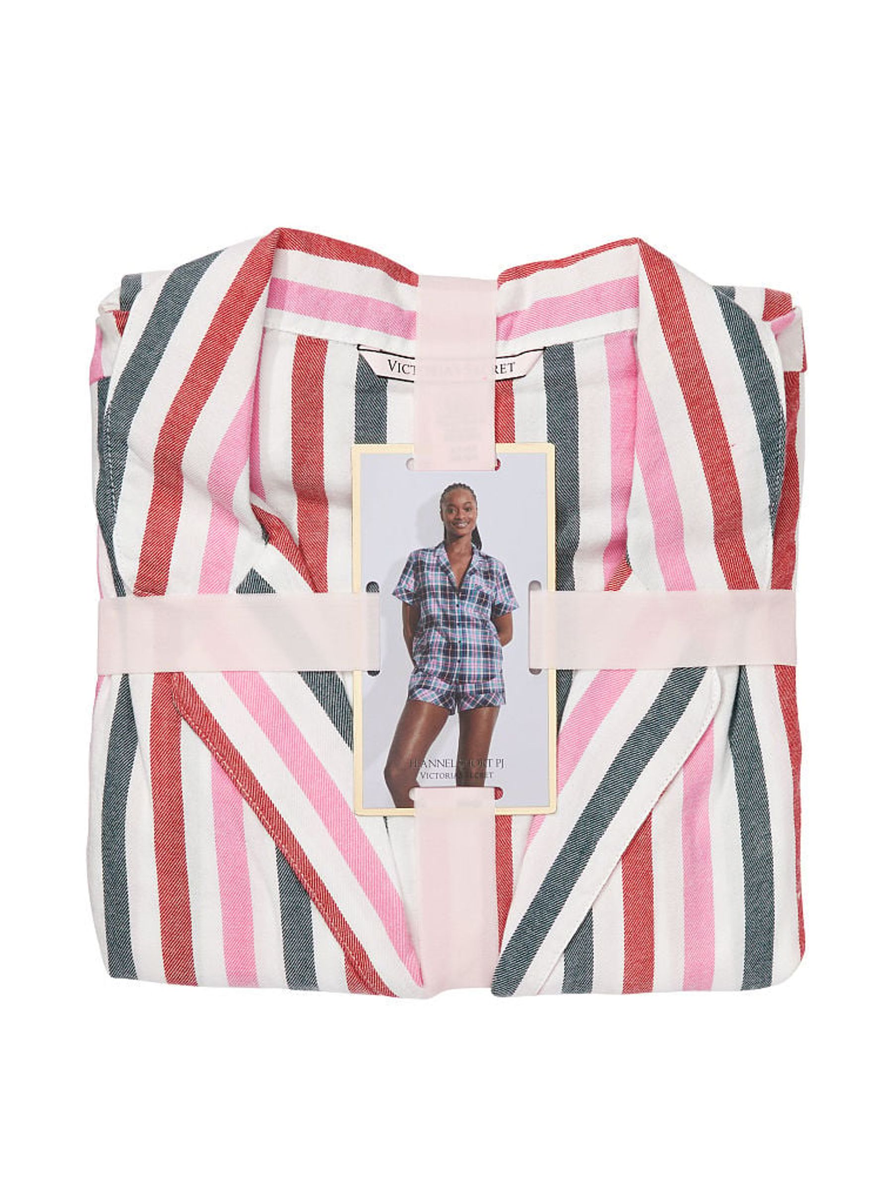 Multi Colored Stripe Pink Short Pyjamas - Image 4 of 4