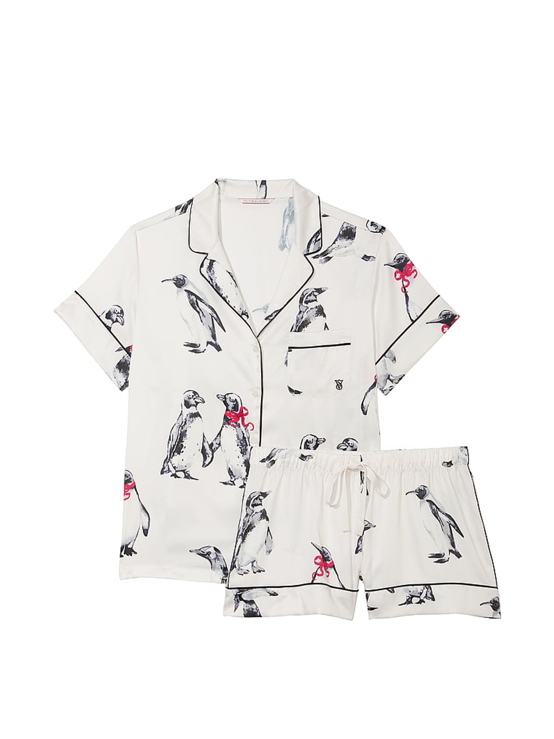 Coconut White Penguins Satin Short Pyjamas - Image 2 of 2