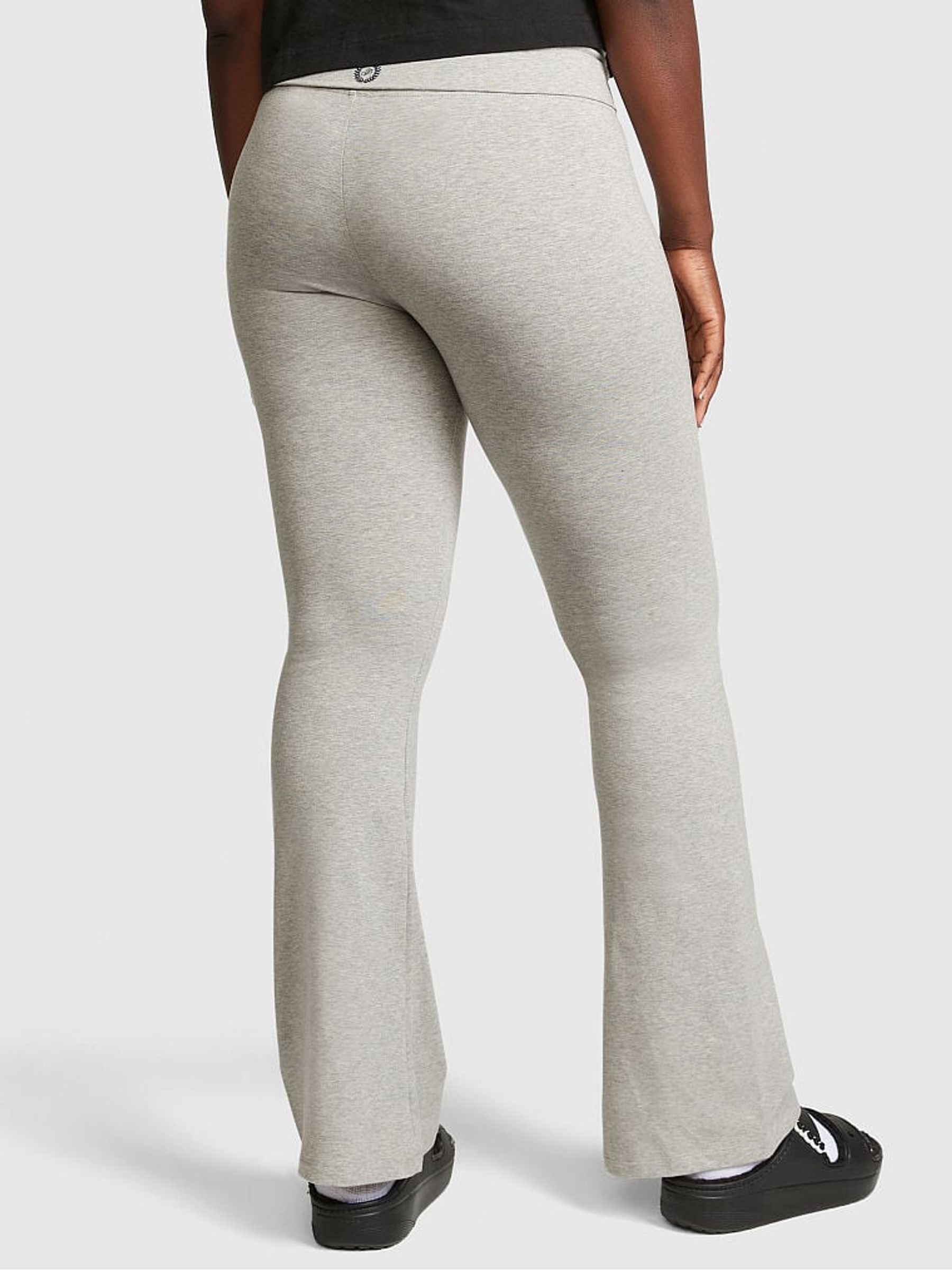 Heather Charcoal Grey Cotton Foldover Flare Legging - Image 2 of 3